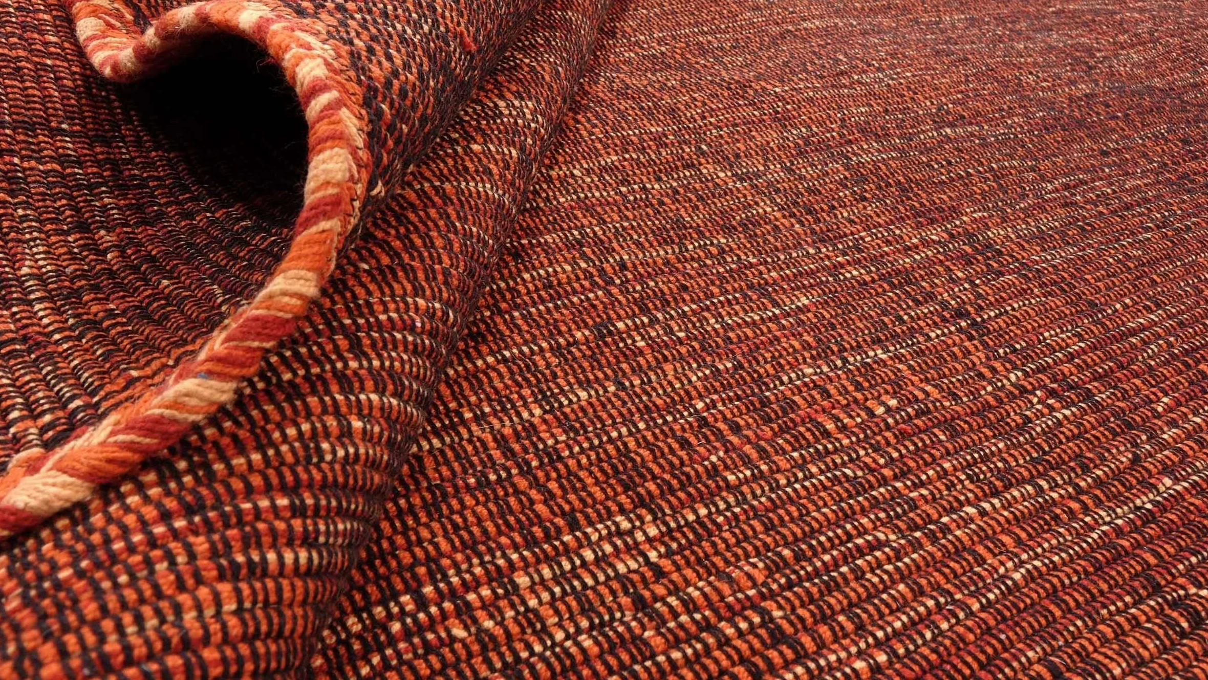 Kelim FRANSI Tapis uni tissé à la main, Tapis intérieur Orange 70 x 140 cm
