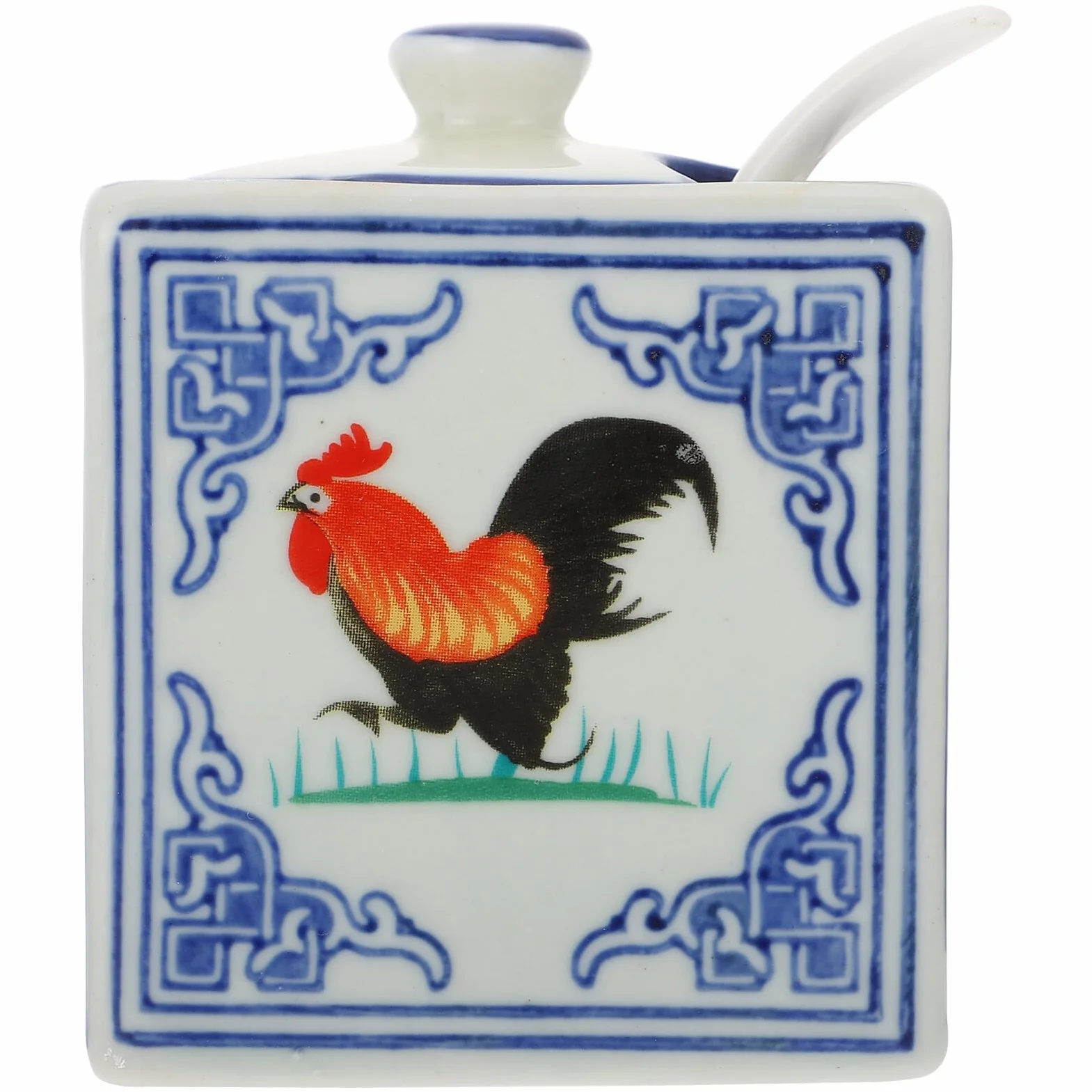 Céramique Pot à Sel Coq Décoratif Rangement Condiment Cuisine