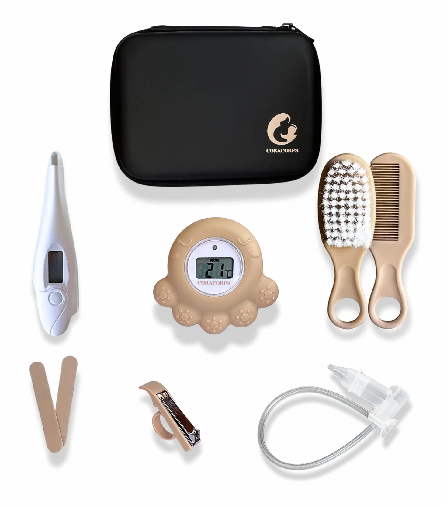 Trousse de soin bébé naissance kit accessoires nouveau né thermomètre de bain digital cadeau