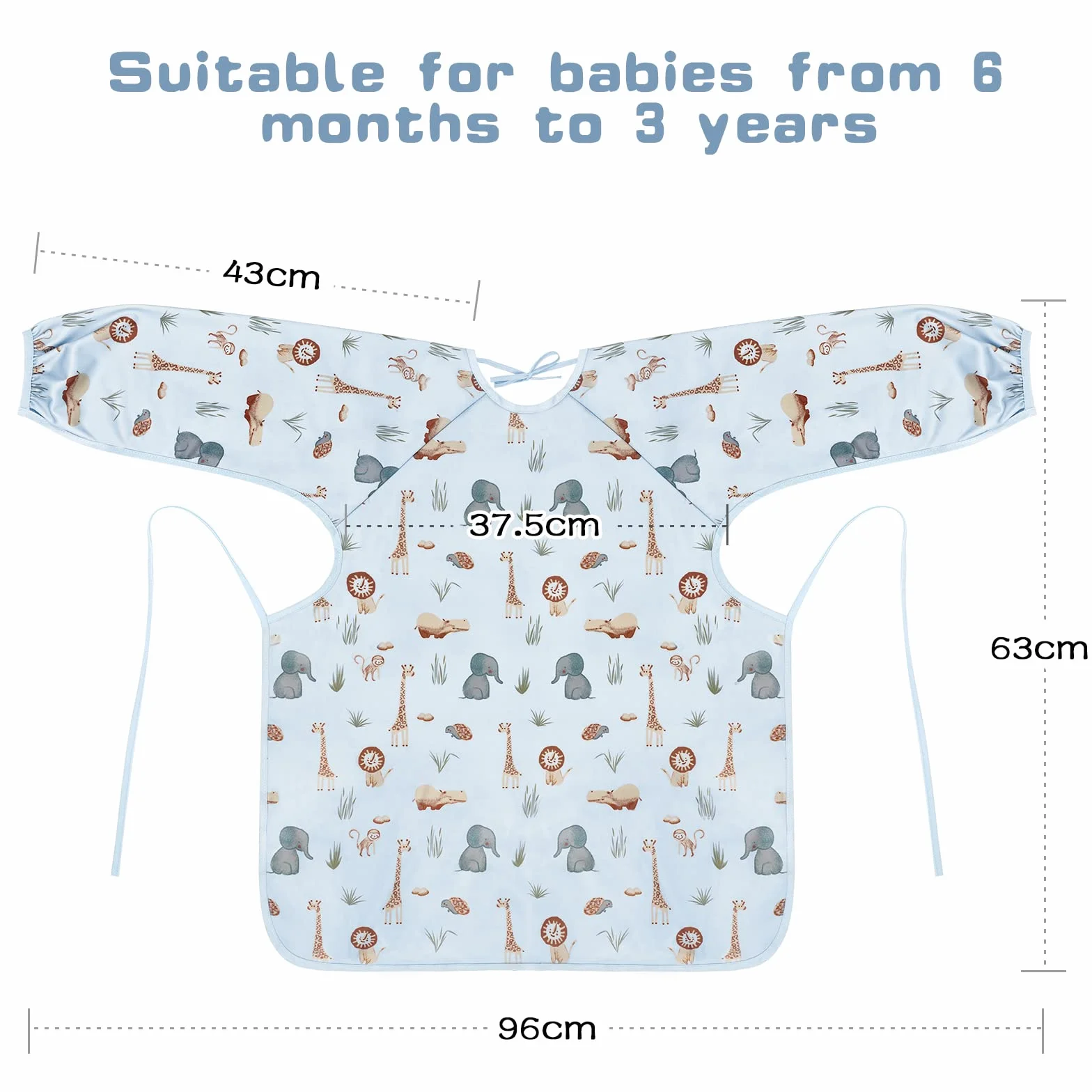 Vicloon Bavoir Manches Longues Bébé Imperméable Couverture Complète Résistant à l'Eau Taille Unique 6-36 Mois