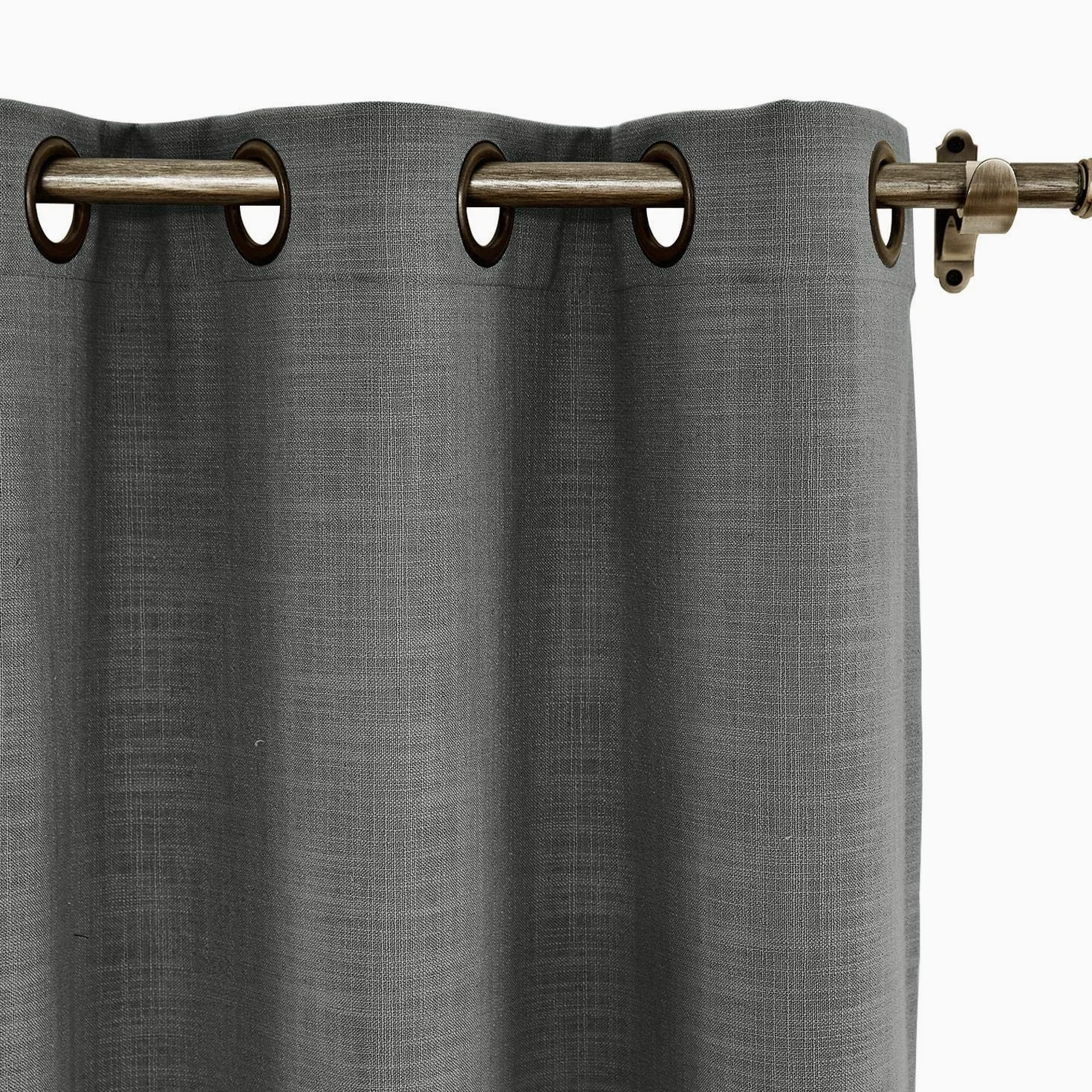 ChadMade L 140 x H 240 CM Gris Carbone Rideau en Faux H Lin Draperies Occultants Double Face, Rideau à Oeillets Bronze Antique Assombrissant pour Porte Coulissante Verre Patio Salon (1 Panneau)
