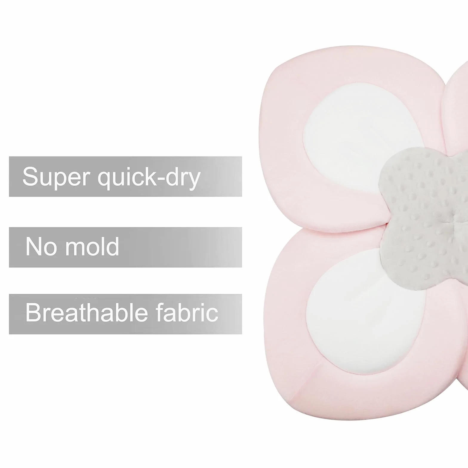 PandaEar Fleur de bain douce pour bébé lavabo portable siège tapis coussin soutien rose