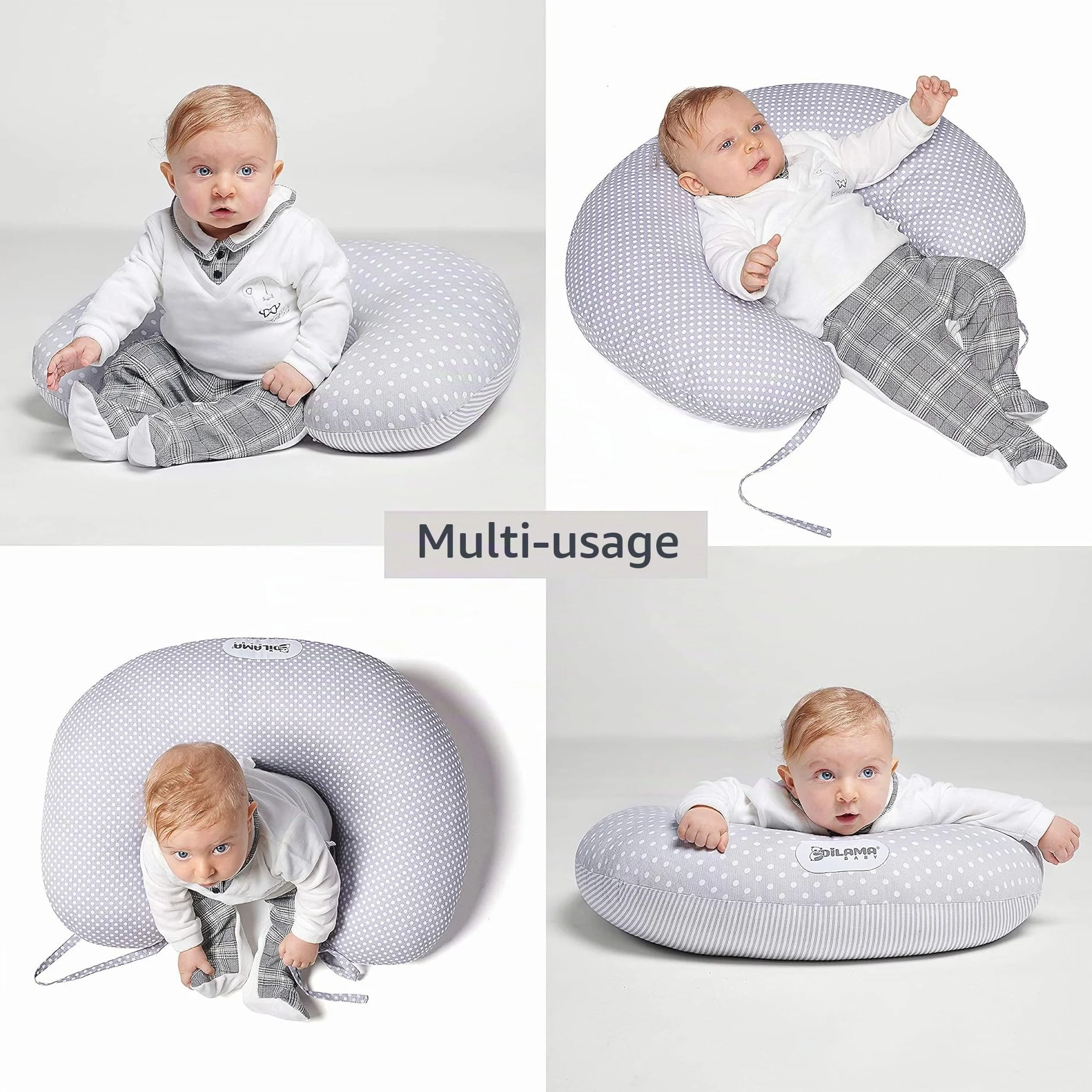 Coussin Allaitement Dilamababy 100% Coton Oeko-Tex Déhoussable Lavable