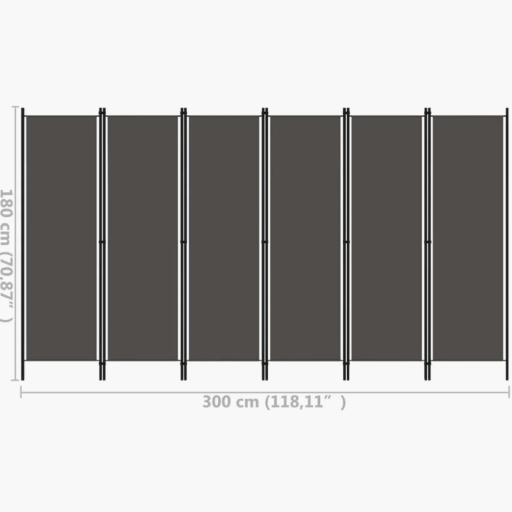 vidaXL Cloison de séparation 6 Panneaux Anthracite 300x180 cm