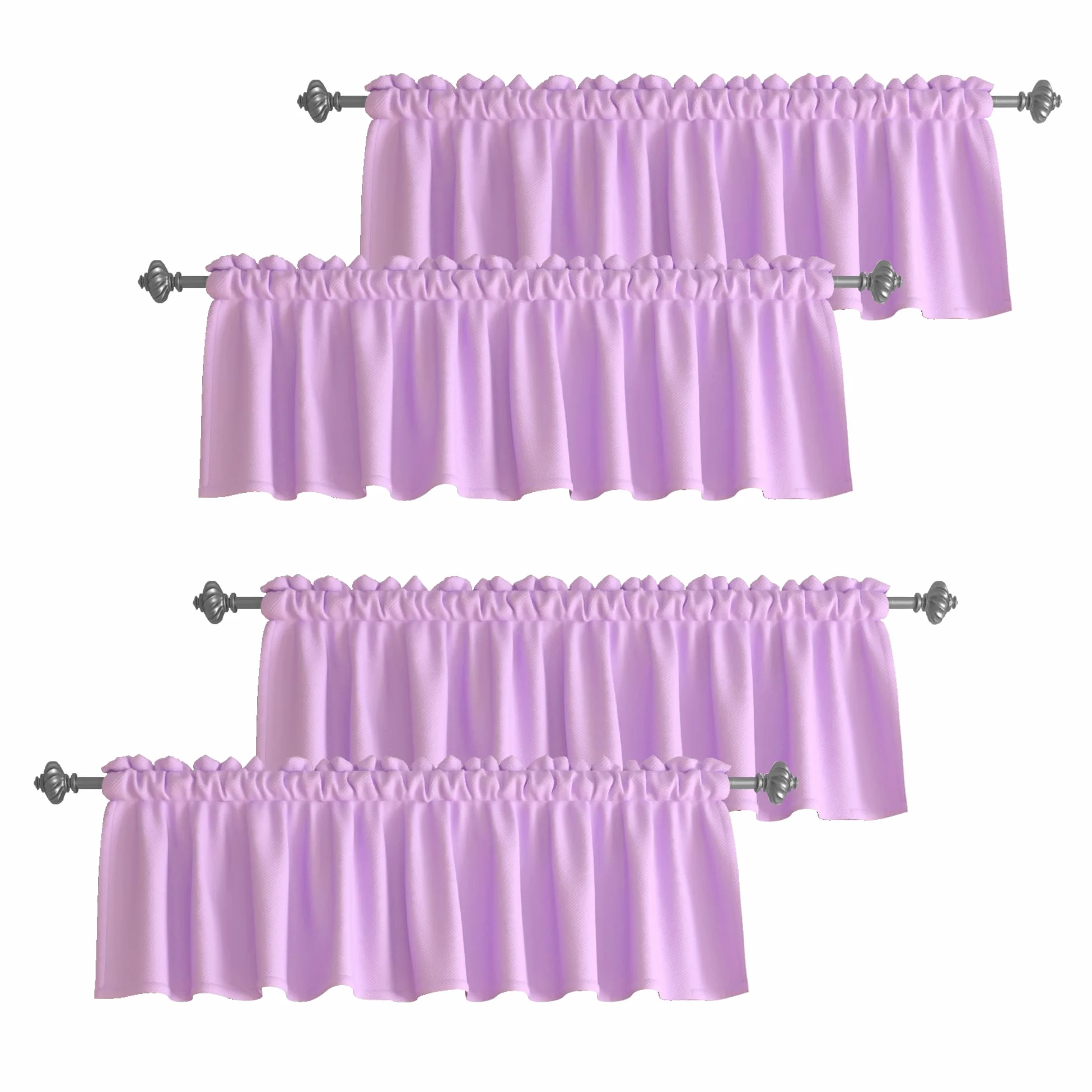 Lot de 4 rideaux de cantonnière lilas de 45,7 cm pour cuisine, salon, chambre à coucher, salle de bain avec passe-tringle, 132,1 x 45,7 cm