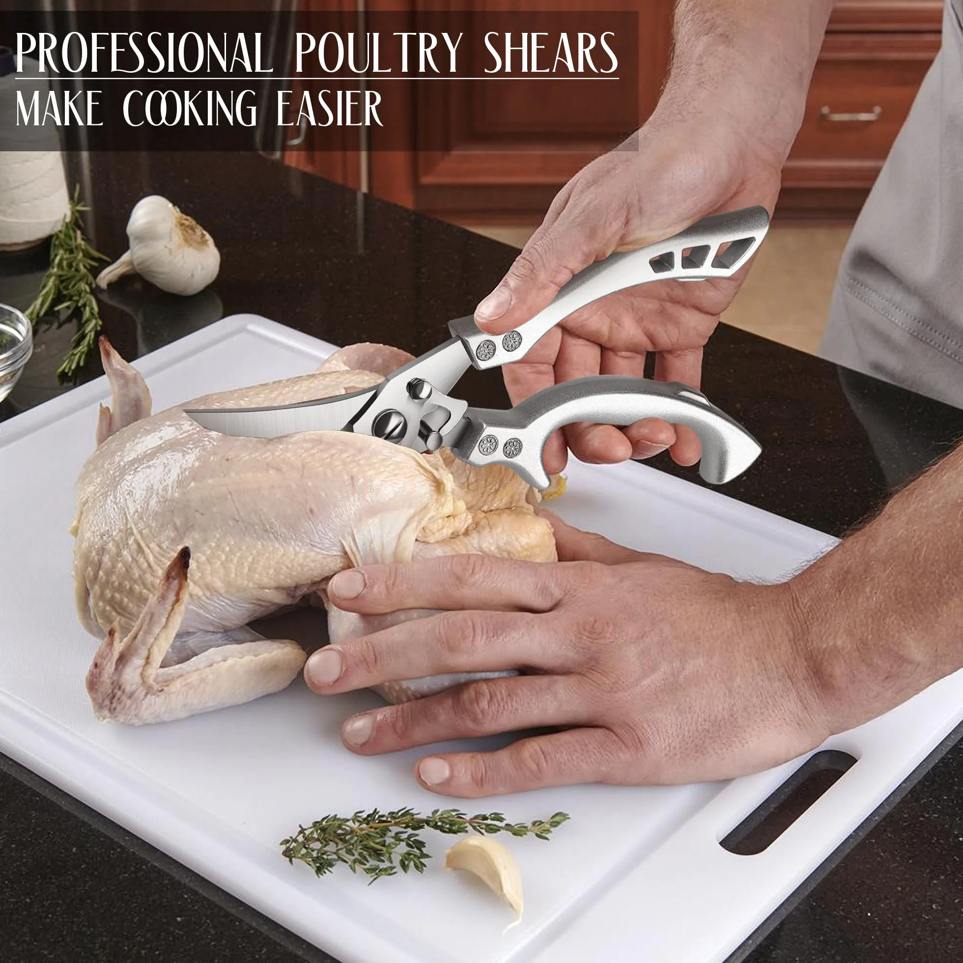 TIVOLI Ciseaux à Volaille Professionnels Acier Inoxydable Ultra Tranchants pour Poulet Viande Poisson Légumes avec Étui Sécurité