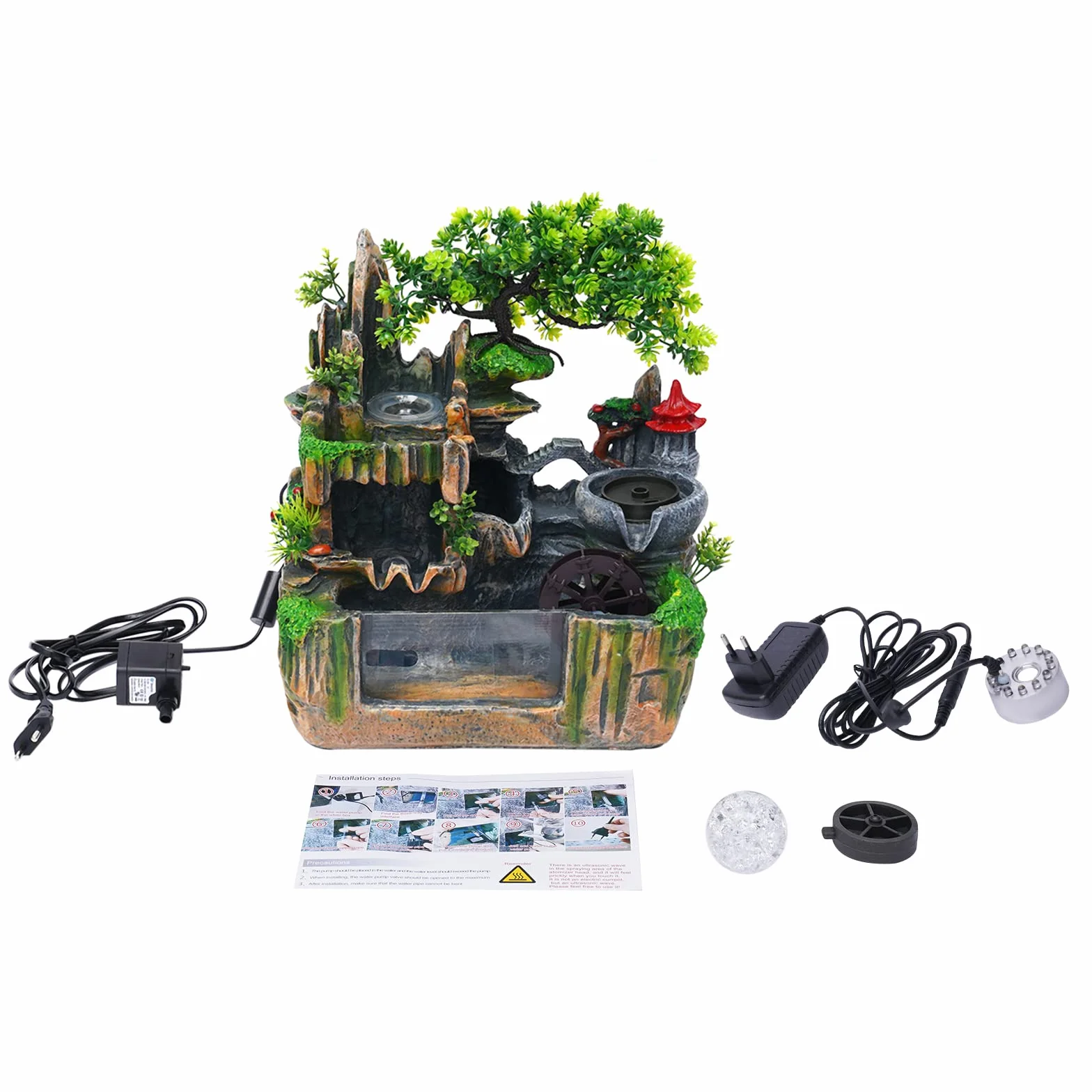 Fontaine d'intérieur avec éclairage LED 30x18x33 cm résine
