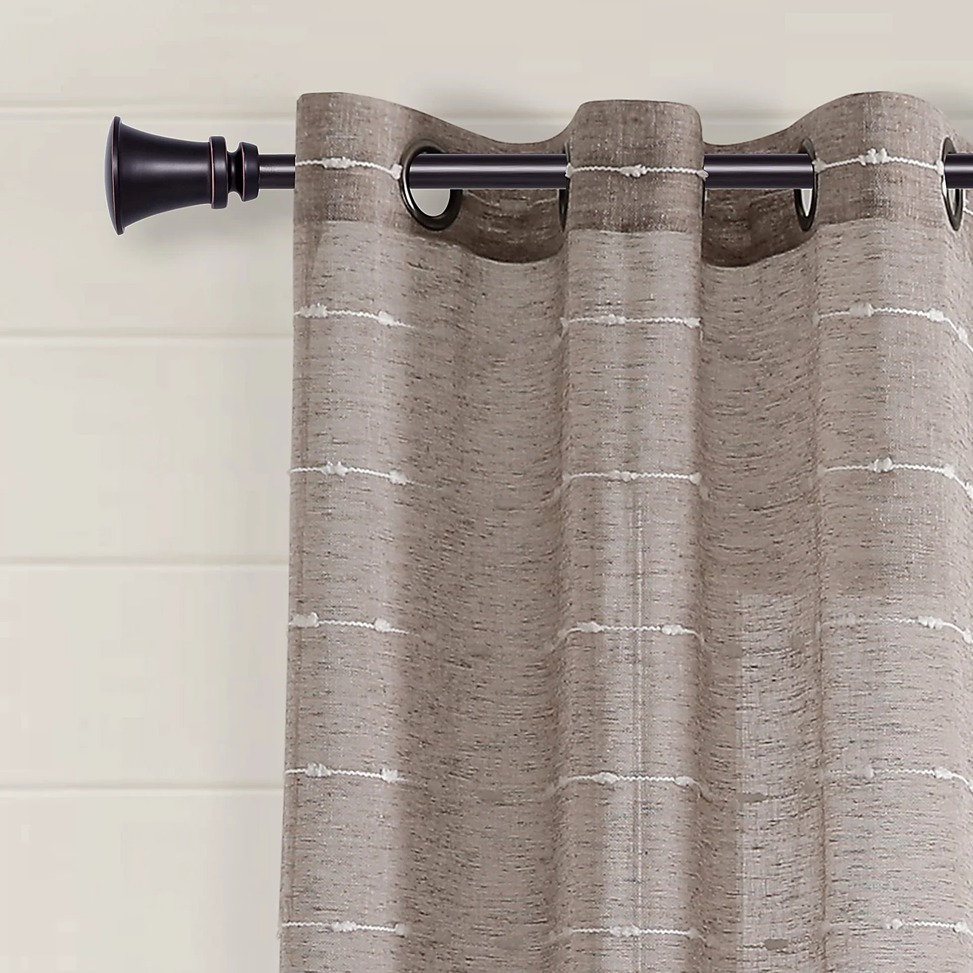 Lush Decor Paire de Rideaux de fenêtre Transparents et texturés à œillets de Style Rustique, 96,5 x 213,4 cm (l x L), Marron