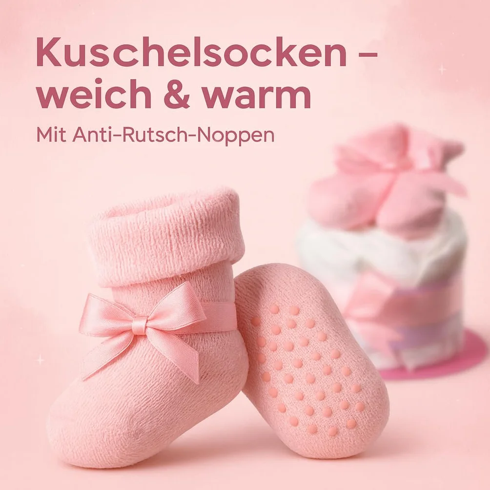Gâteau de couches Homery pour fille rose 11 pièces avec chaussettes cadeau de naissance