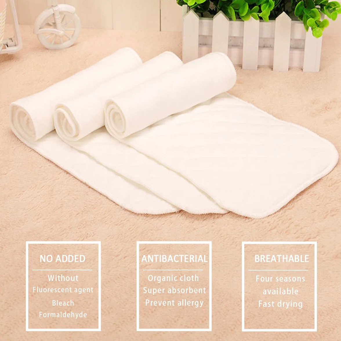 SONARIN Linges de Protection pour Couche Réutilisable Super Absorbant Paquet de 10 (6 couches)