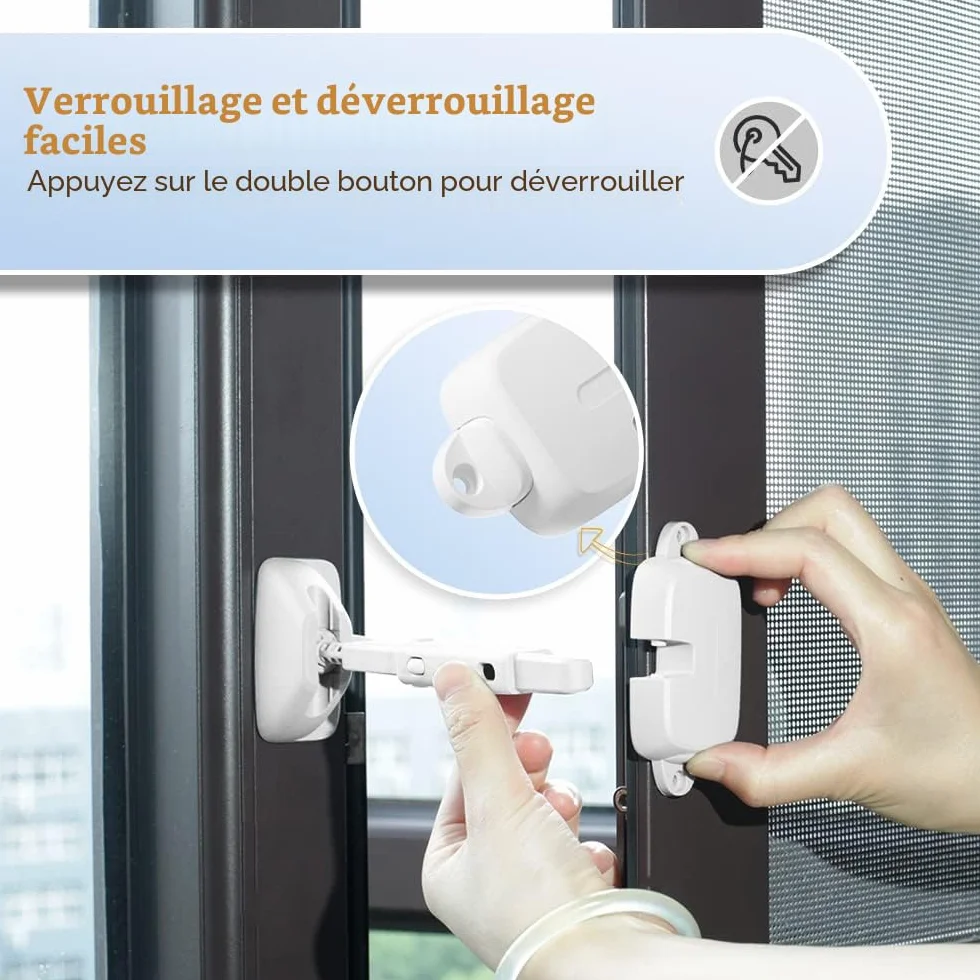 SAFELON Limiteur de Fenêtre Réglable Sécurité Enfants Animaux 1 Pièce Blanc