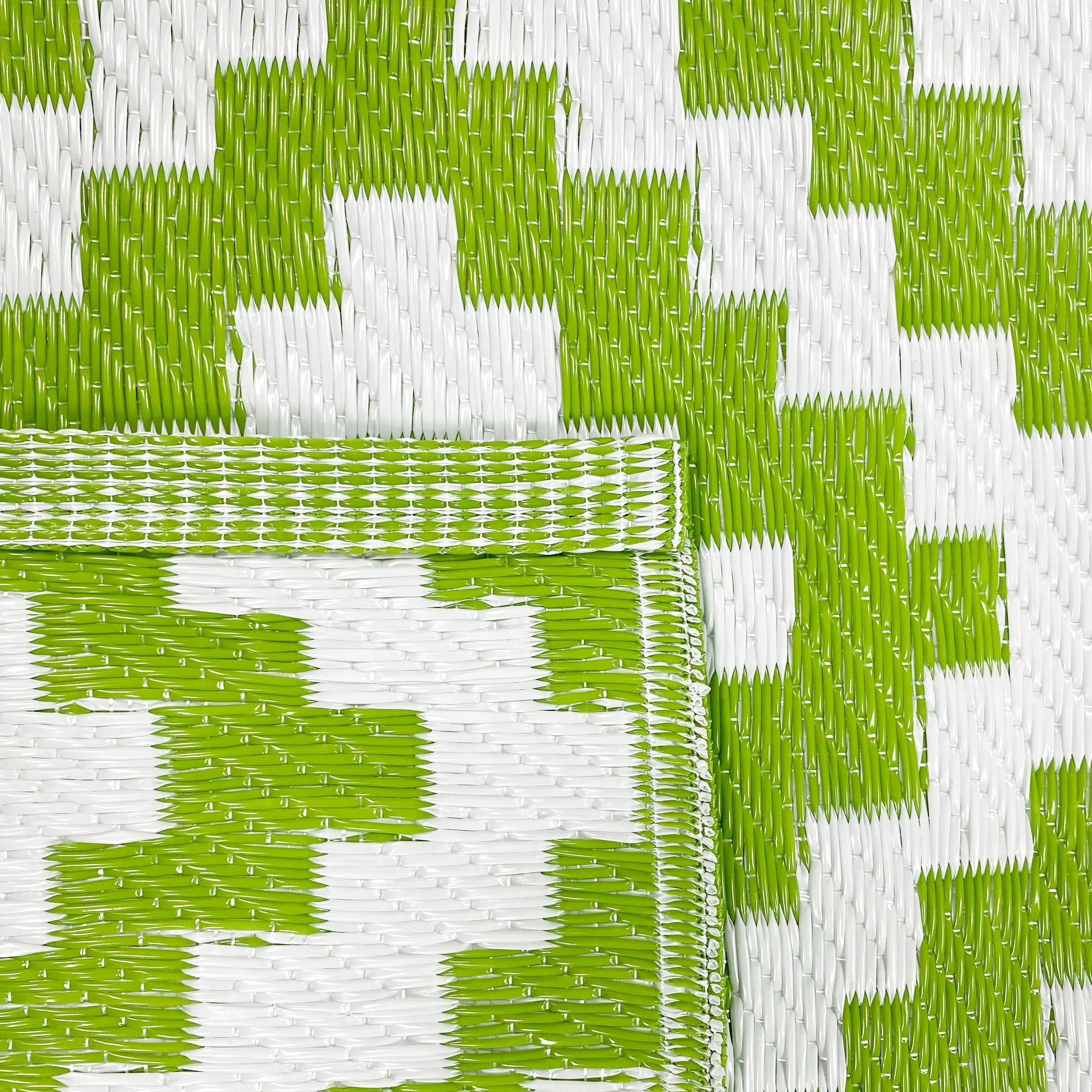 CARPETIA Tapis d'extérieur résistant aux intempéries, Plastique, Tapis d'auvent de Camping, Tapis de Jardin, Tapis de Balcon, Tapis Long, Motif en Losange, Vert Blanc 90 x 300 cm