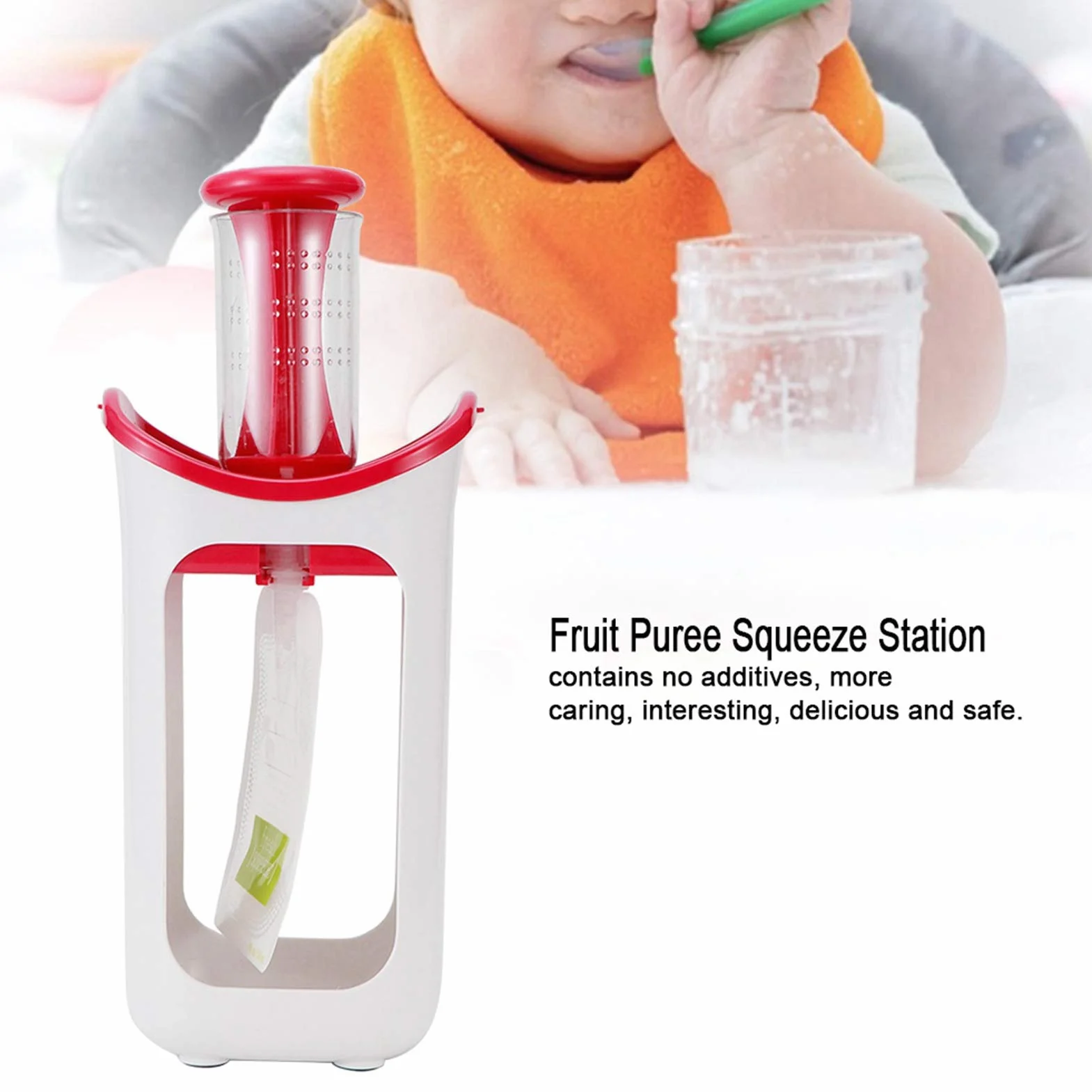 Robot Culinaire Pour Enfants, Machine à Aliments Pour Bébés, Presse-purée De Fruits, Rouge