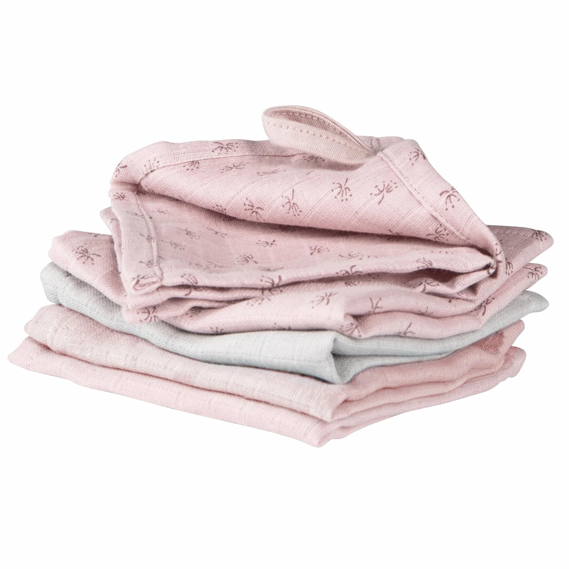 roba Lot de 5 Gants de Toilette Bébé Lil Planet 25 x 25 cm Coton Bio Rose/Gris