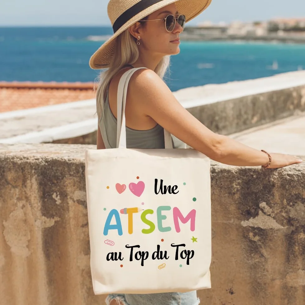 Tote Bag Atsem Maitresse D'école Cadeau Fin D'année Sac Professeur