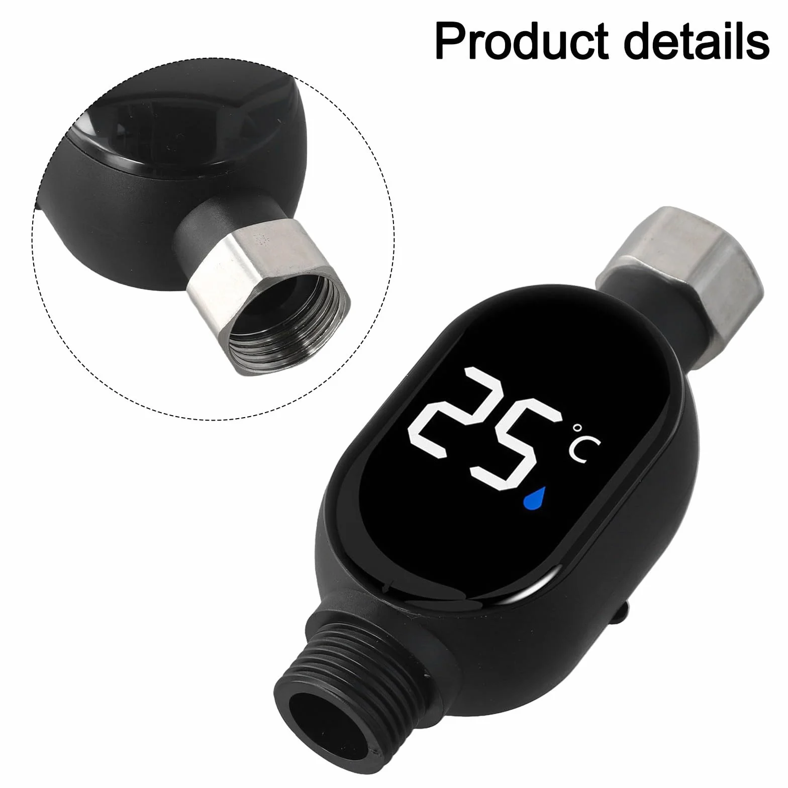 Thermomètre de douche numérique LED avec code couleur sécurité, acier inoxydable 304 pour bain de bébé