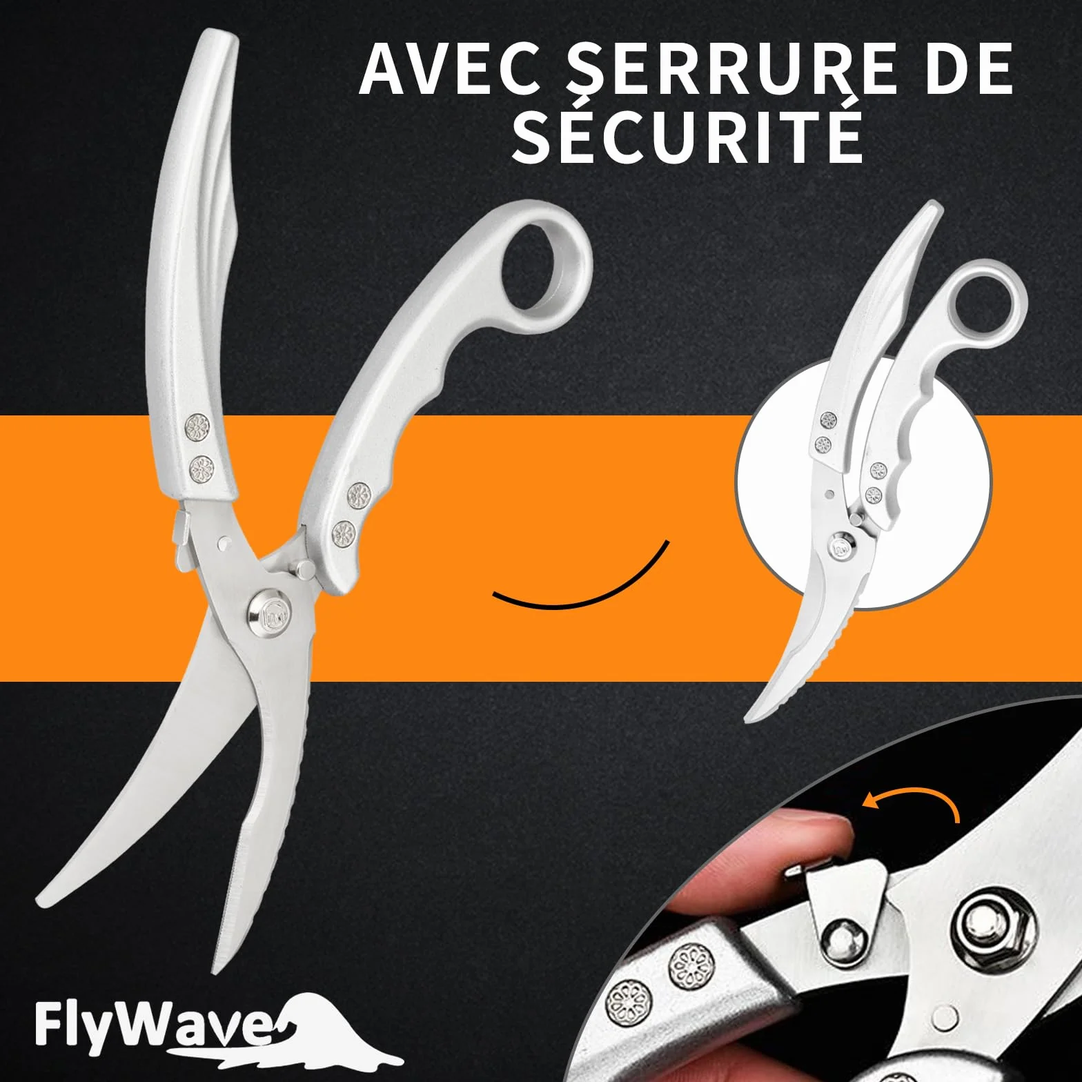 FlyWave Ciseaux de Cuisine Professionnels Inox Multifonctions