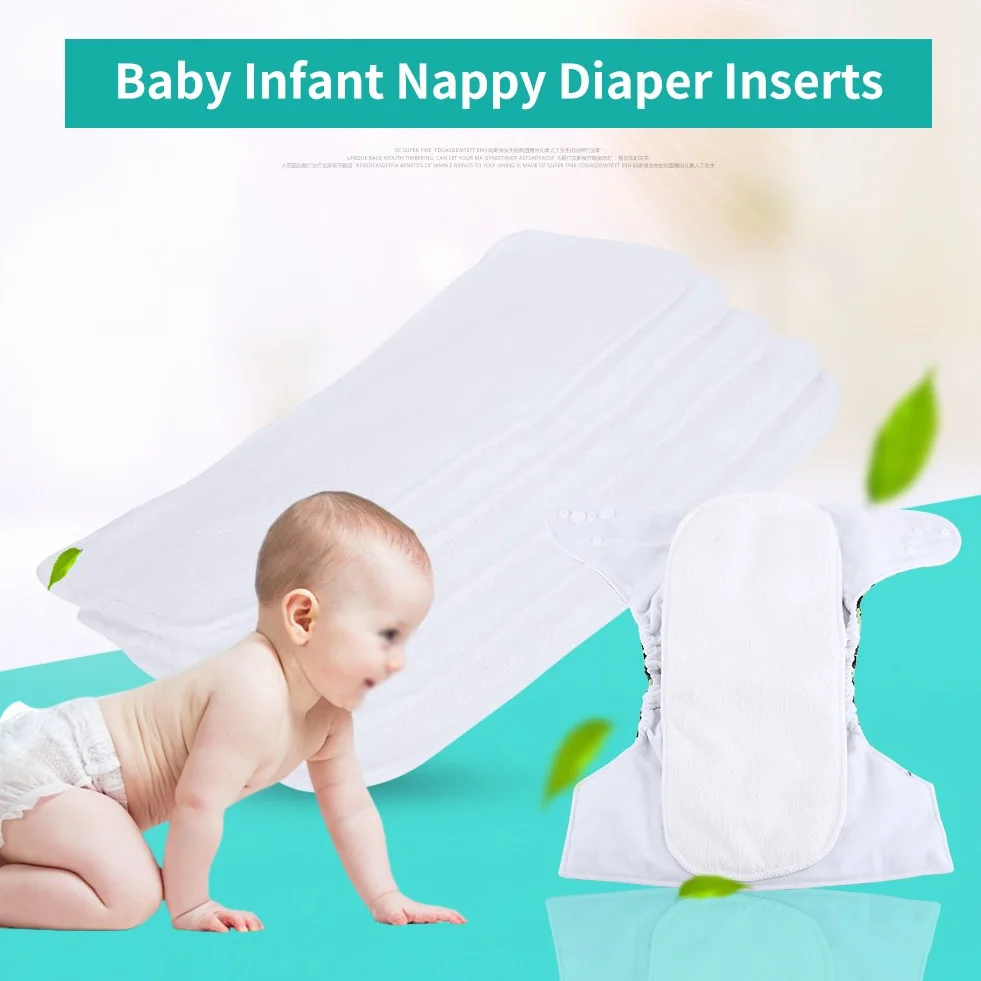 Couche-culotte Insert Doublures de Fibre de Bambou Pour bébé Nappy Réutilisable 5Pcs