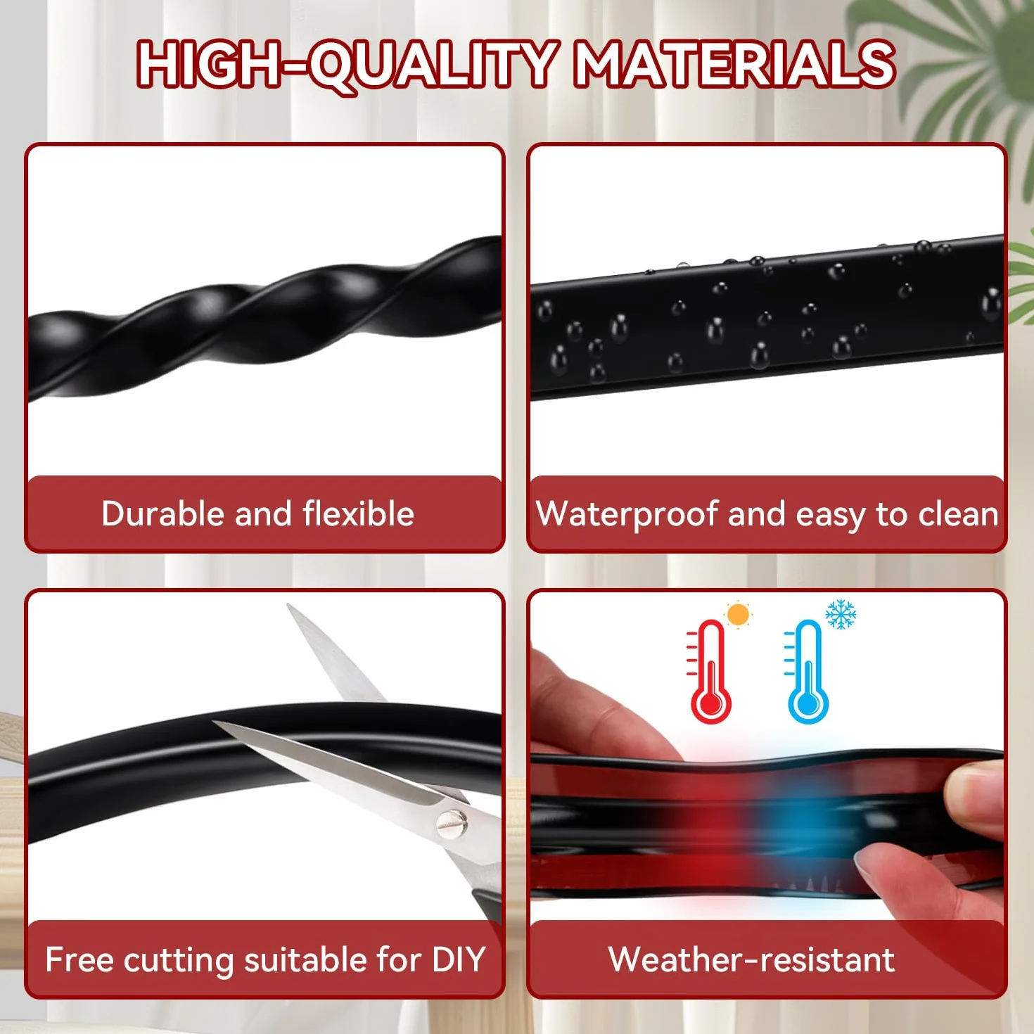Bande de Chant en U Autocollante Protection Bord Meuble Silicone Noir 16mm 3m