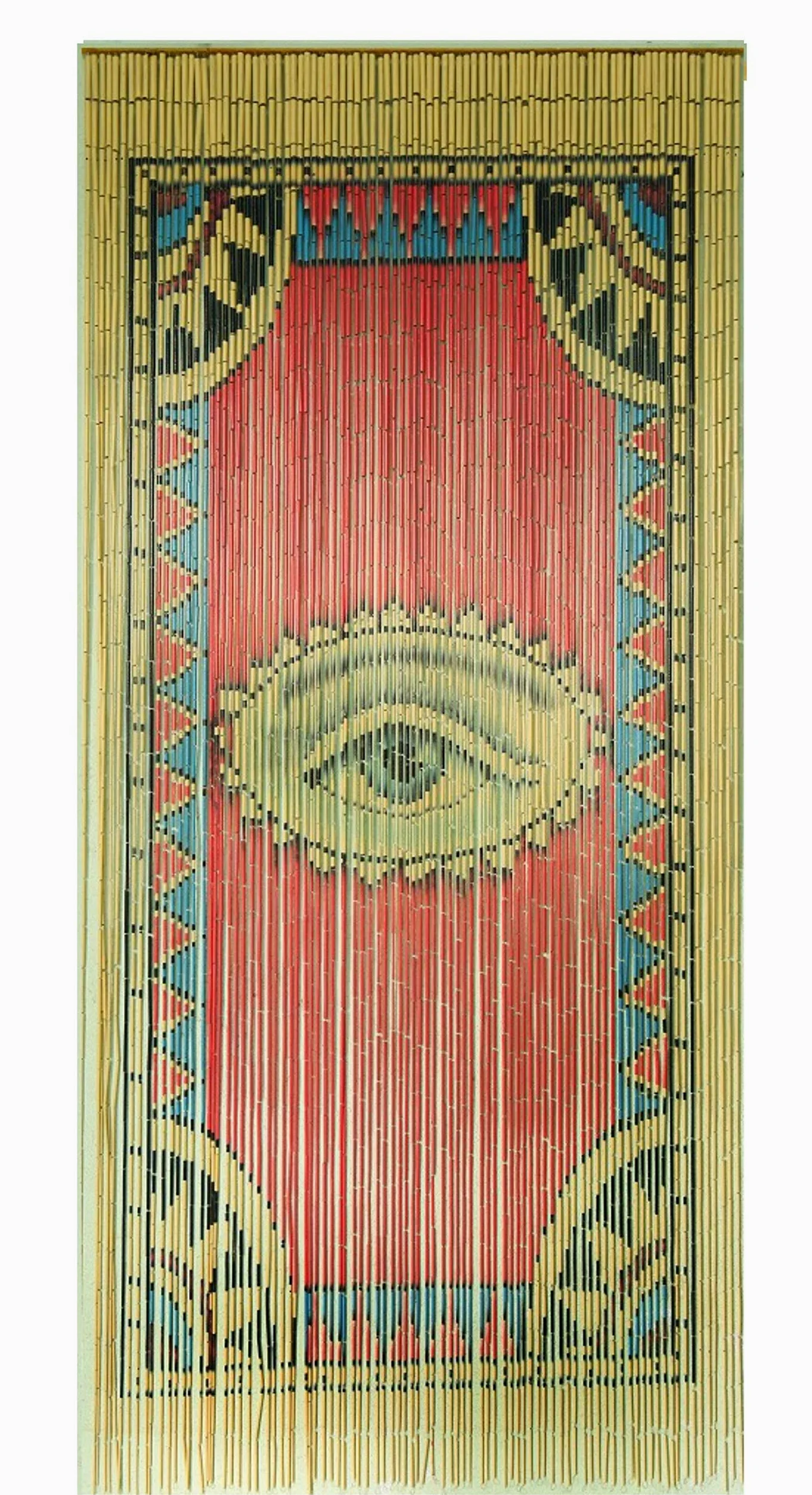 TACHILC The Eye Rideau en Perles de Bambou pour Porte, Rideau de Perles bohème pour placards, décoration de Porte, Perles de Bambou pour Portes, 90,2 x 198,1 cm | Peint à la main ; 198,1 x 90,2 cm pour porte standard ; s'accroche en 5 minutes