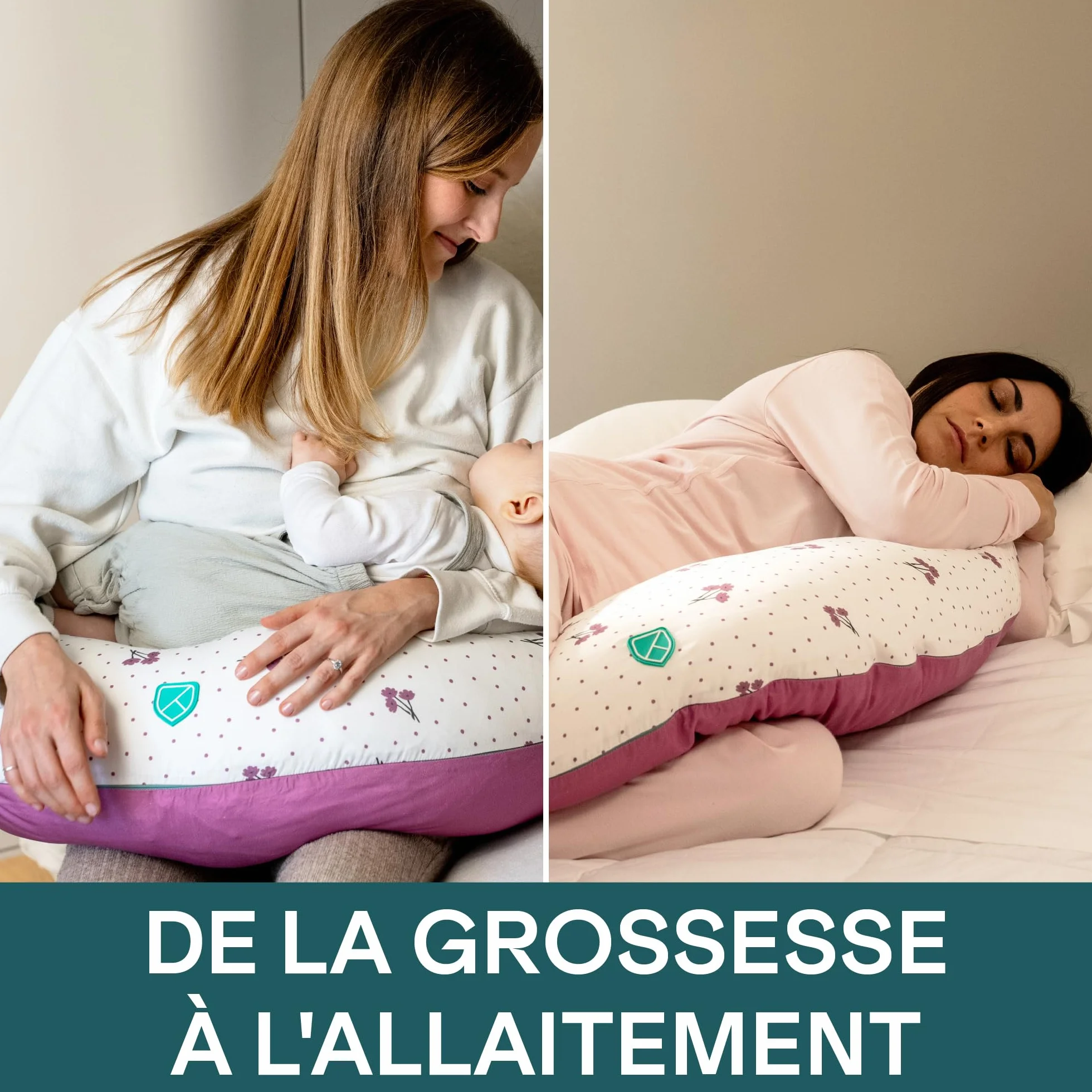 KOALA BABYCARE Coussin de Grossesse XXL - Coussin Allaitement Multifonctionnel - Housse Amovible 100% Coton