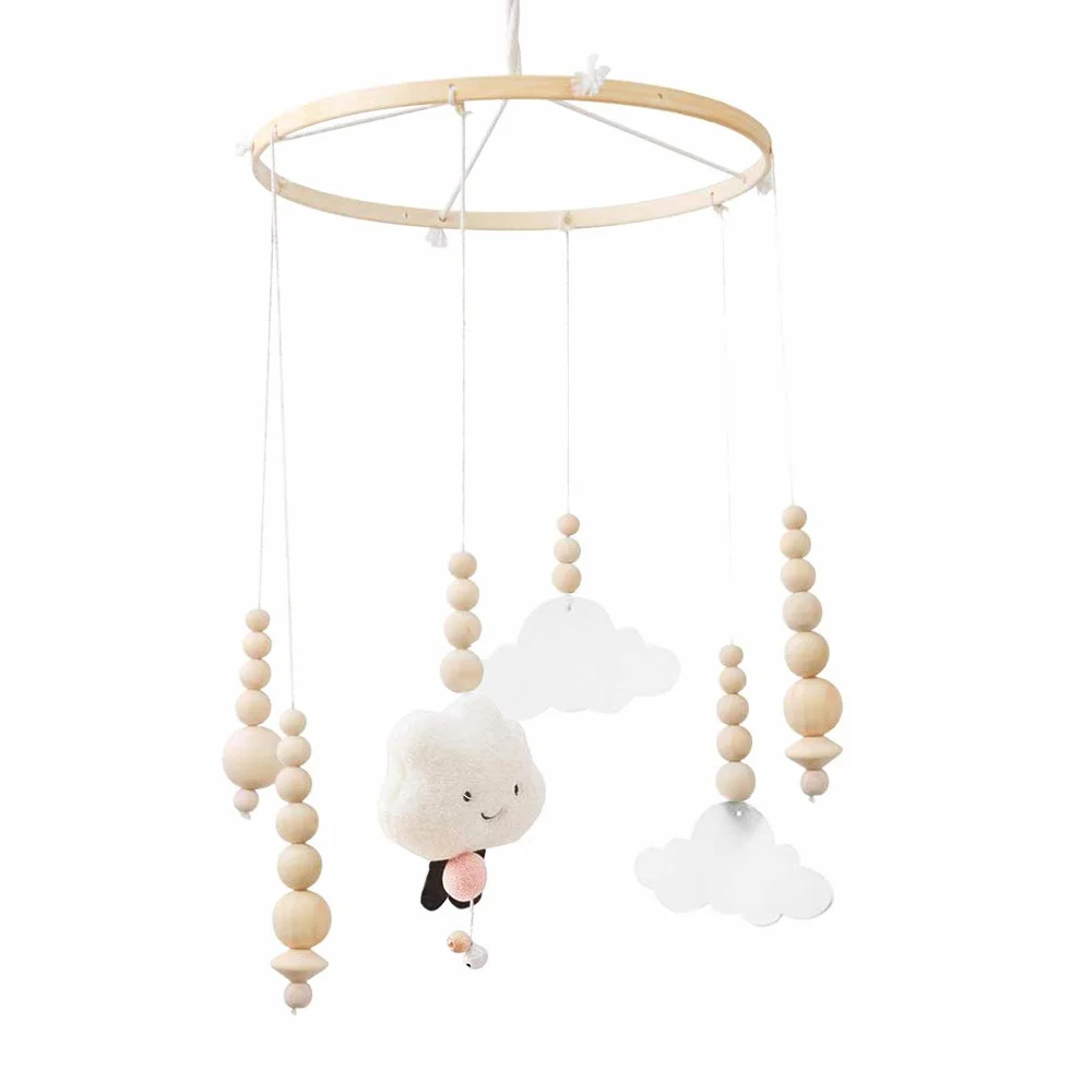 Kit cadre mobile en bois bricolage carillon de vent pour lit bébé naturel artisanal 95 pièces