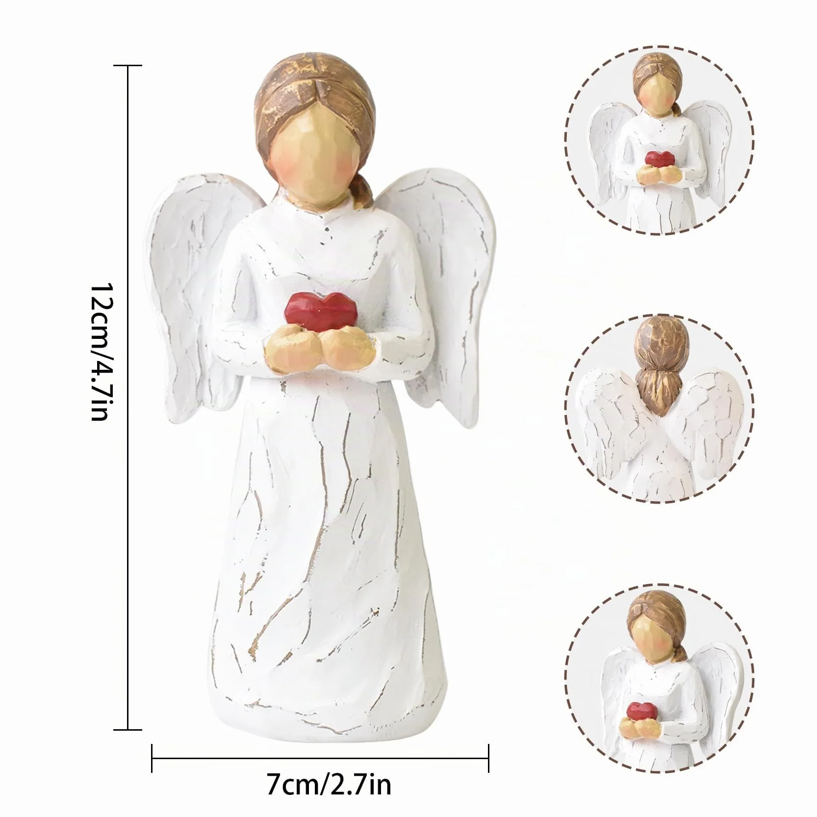 Statue d'ange gardien en résine cœur pour décoration intérieur cadeau commémoratif