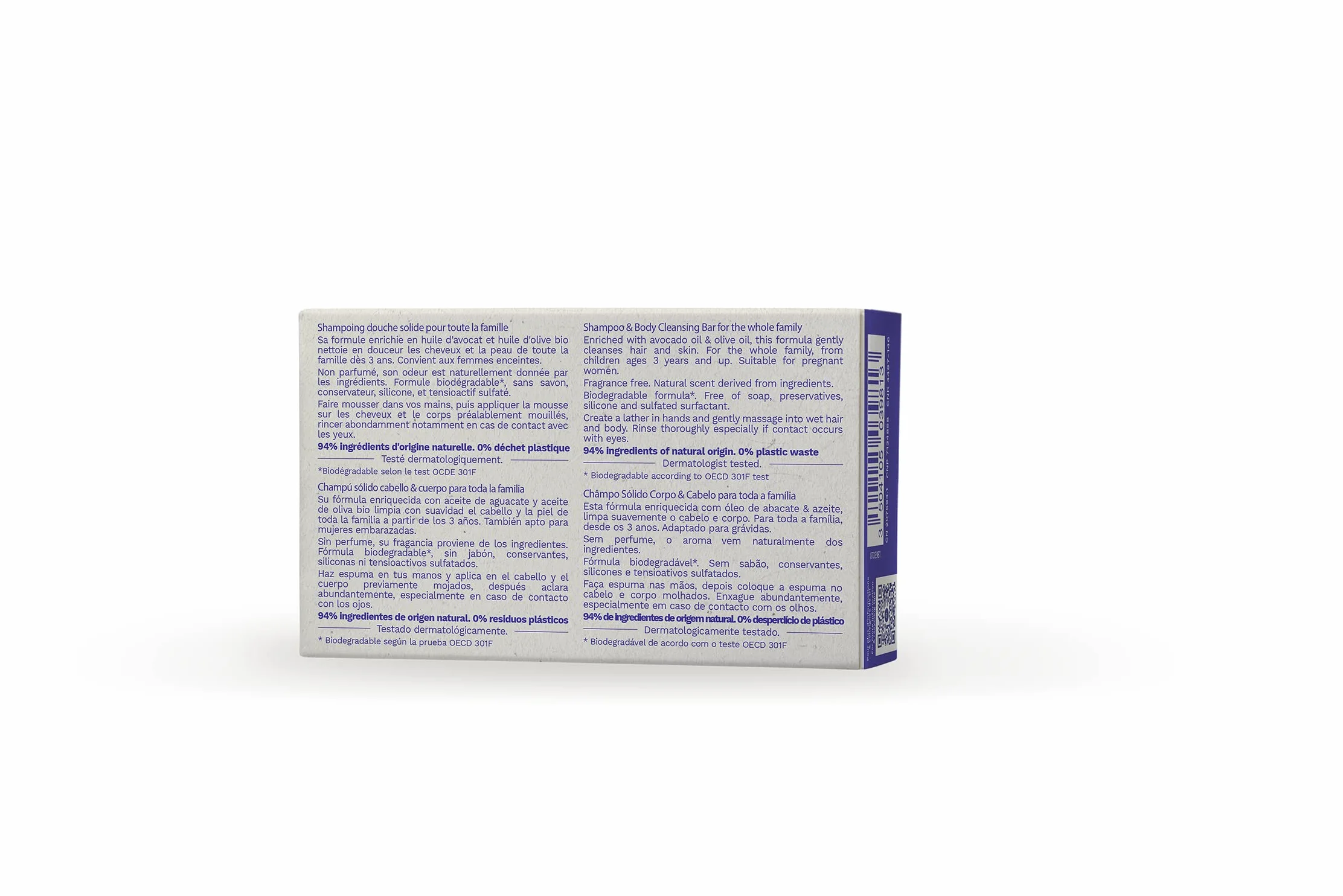 Mustela Shampooing Nettoyant Solide Vegan Huile Olive Avocat Corps Cheveux Enfants 3+ Famille 75g