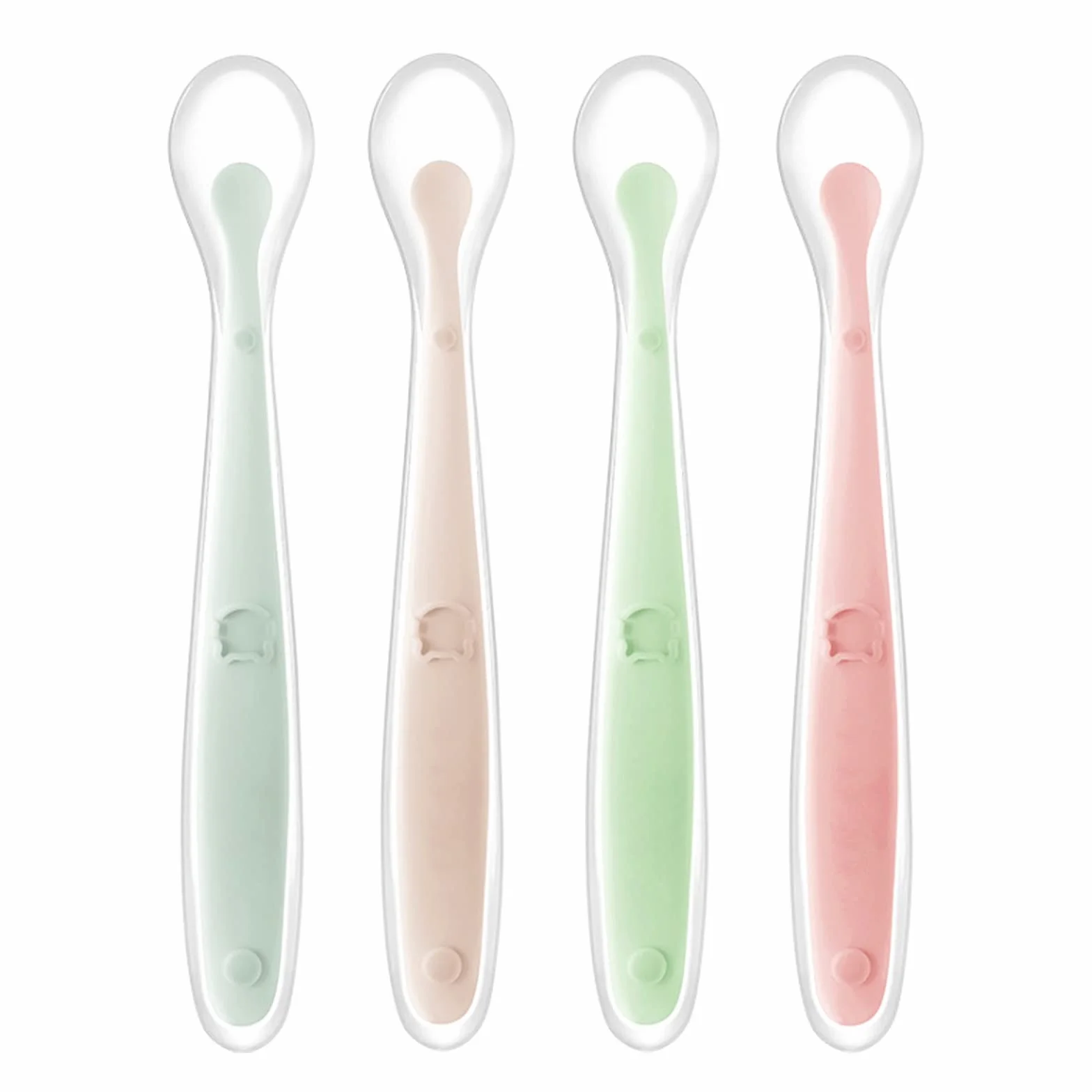 Cuillères en Silicone pour Bébé 4 Pièces - Cuillère Repas Incurvée Douce Bébé