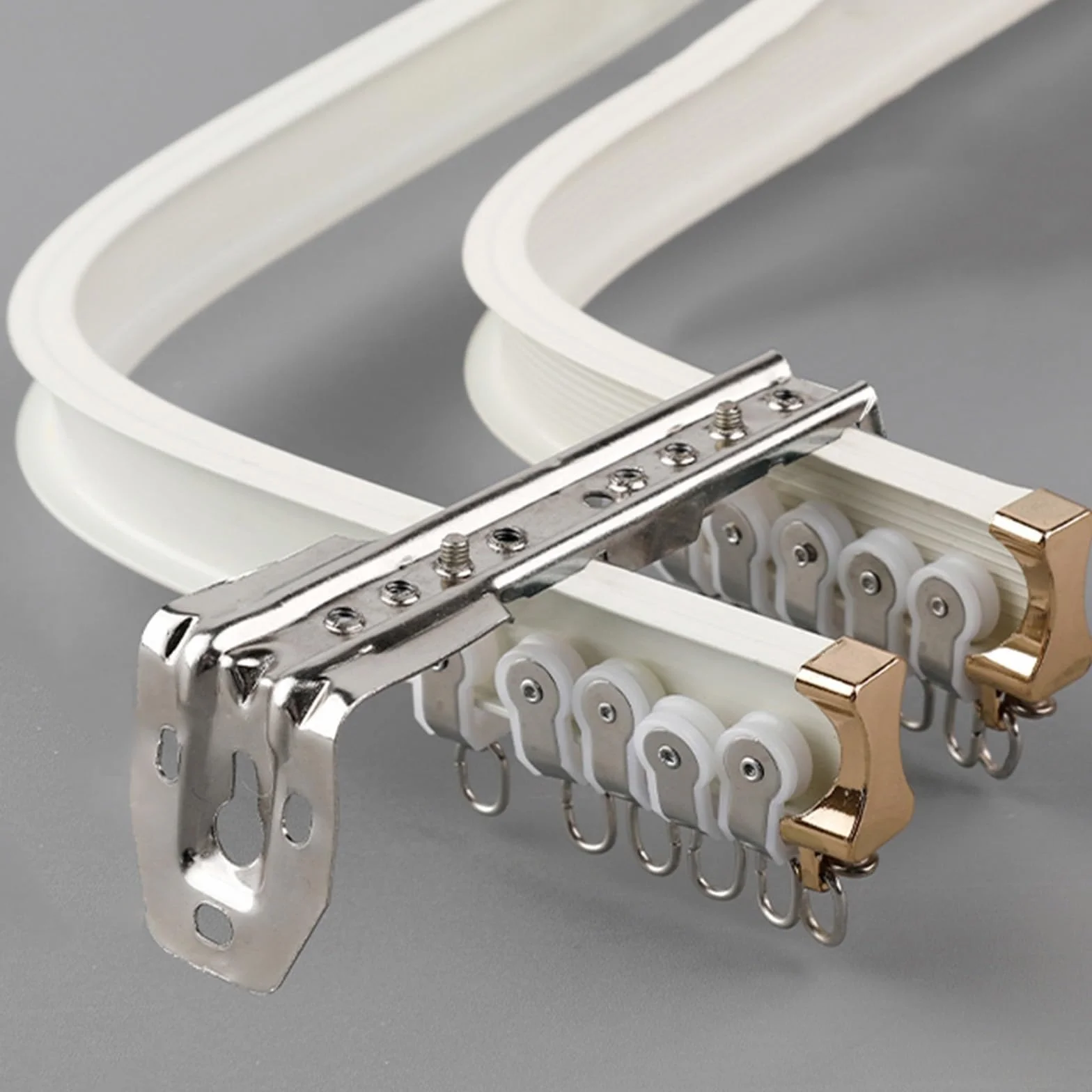 Tringle à rideau double rail en aluminium flexible pour fenêtres droites ou baies vitrées, tringles à rideaux de douche durables et pliables pour une installation facile (couleur : blanc, taille : 1