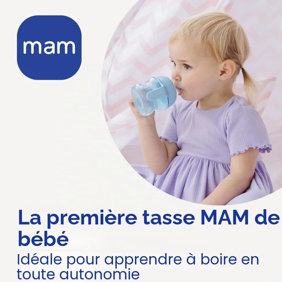 Tasse de démarrage 150 ml avec poignées antidérapantes et bec, bleu clair
