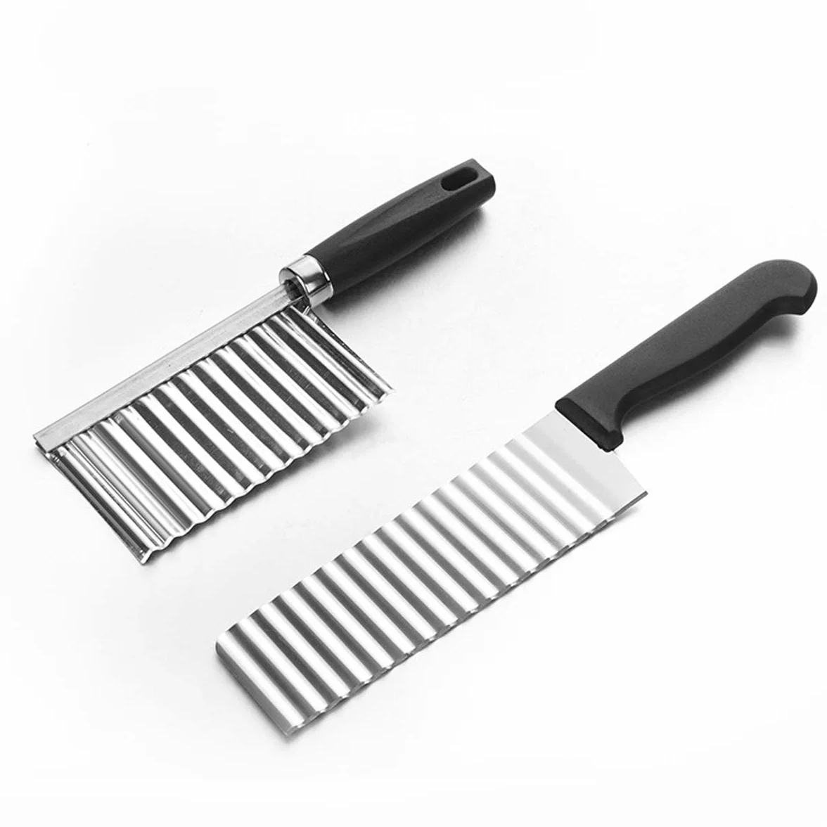 Coupe-frites ondulé acier inoxydable lot de 4 - Pour pommes de terre et légumes
