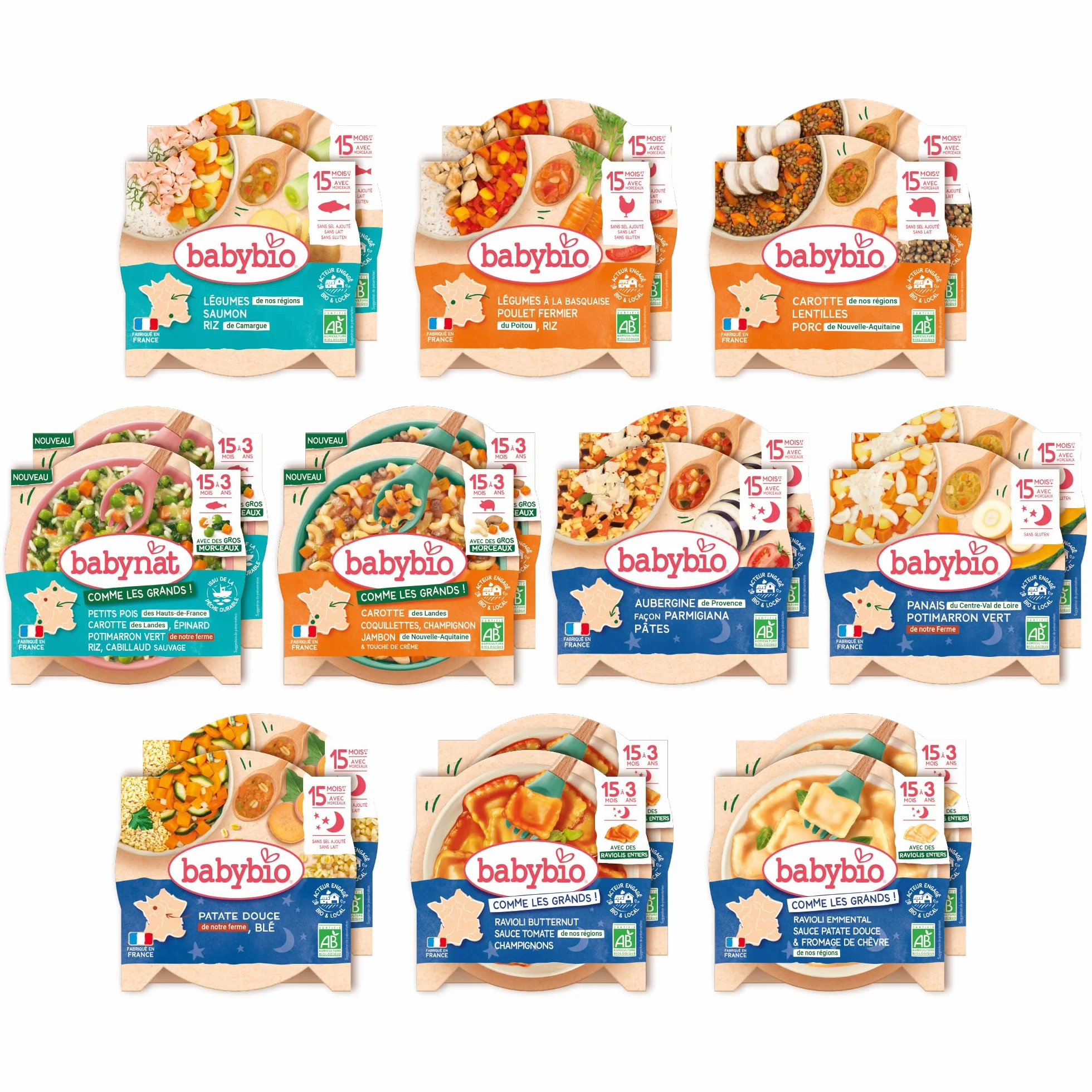 Babybio Pack 2 semaines assiettes Repas midi & soir 15+ mois BIO