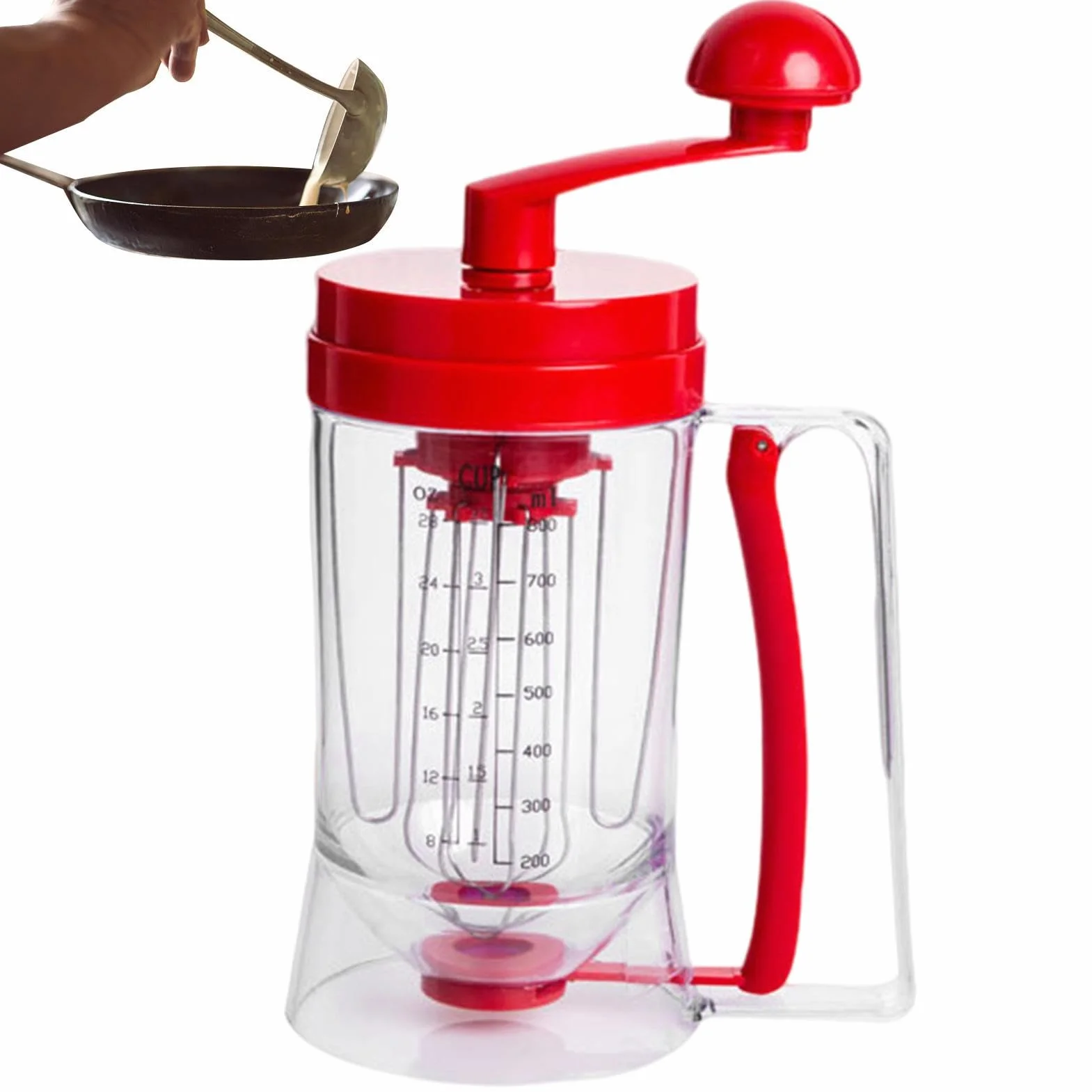 Distributeur de pâte à crêpes 900 ml avec fonction d'agitation, verseur chauffant pour gaufres et séparateur