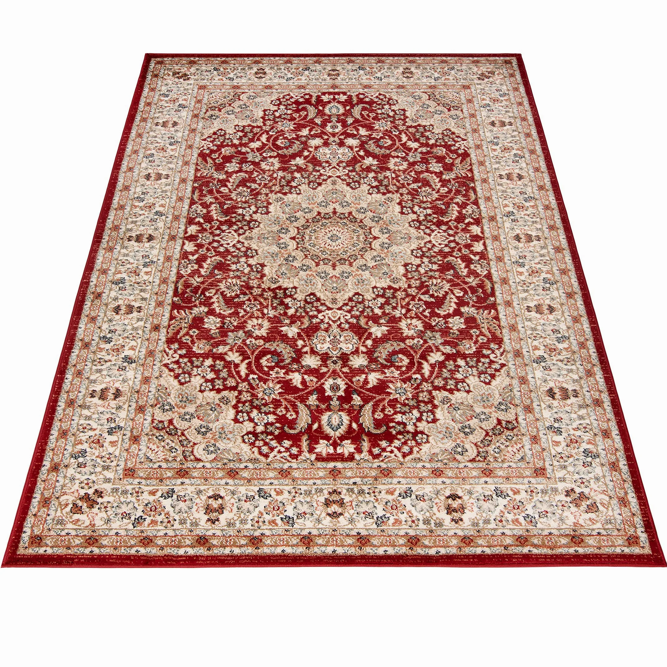 Carpeto Tapis Couloir 80x150cm Rouge Classique Traditionnel Doux Décoratif | Tapis pour Entrée Cuisine Bureau Salon Chambre Salle à Manger Anti-Allergène Chauffage au Sol Facile D'entretien Synthétique