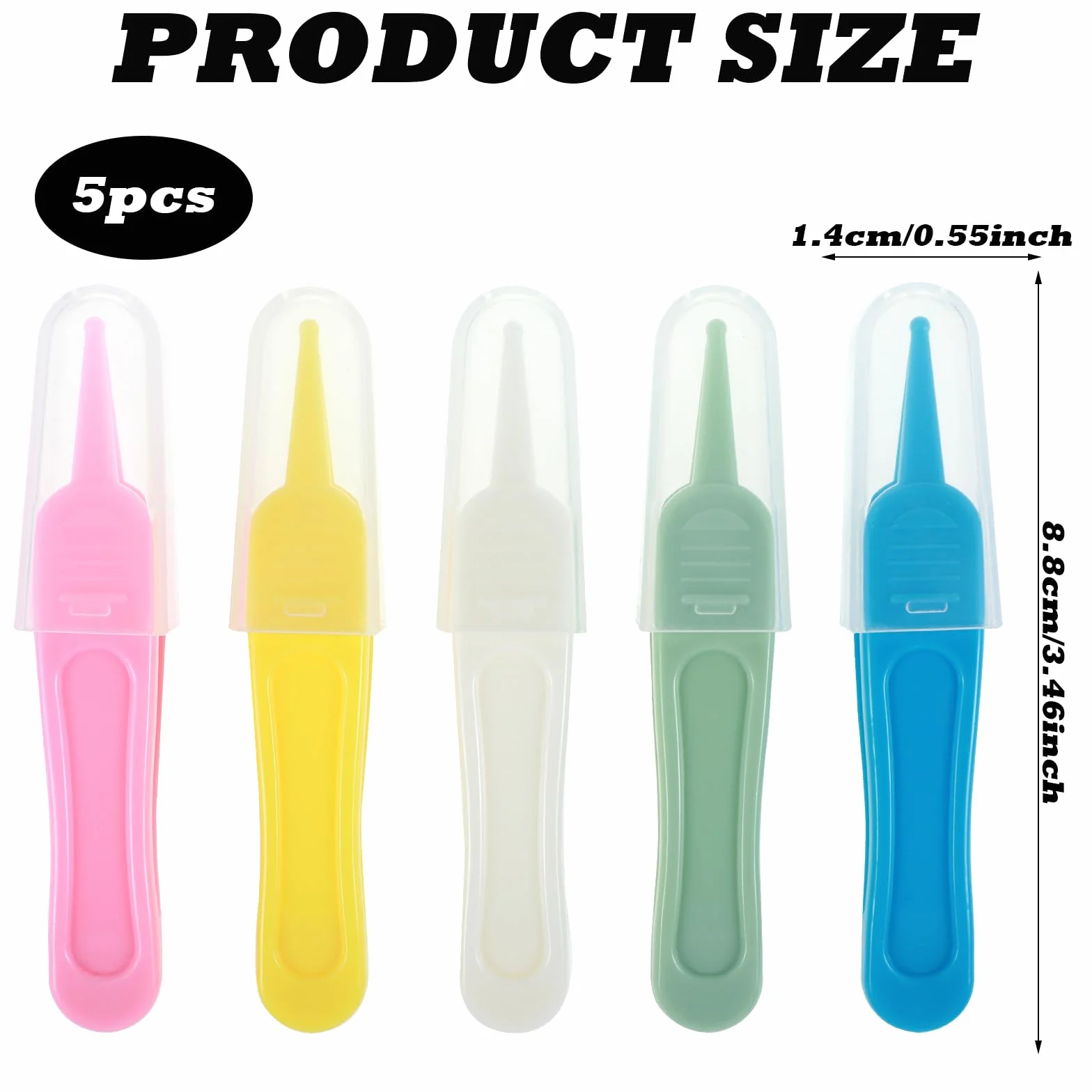 Lot de 5 pinces de nettoyage du nez bébé, tête ronde, pour oreilles et nombril