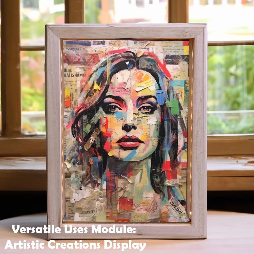 Boîte d'Ombre en Bois Naturel Rustique 8"x11" avec Éclairage LED pour Bouchons de Vin et Expositions Créatives