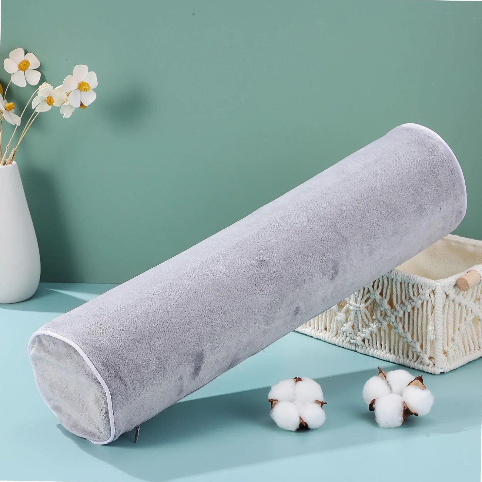 BESPORTBLE Oreiller Ergonomique Cervical Cylindrique en Mousse À Mémoire De Forme 17"X4" pour Voyage Et Soutien du Cou Coussin De Cale pour Fauteuil Et Lit