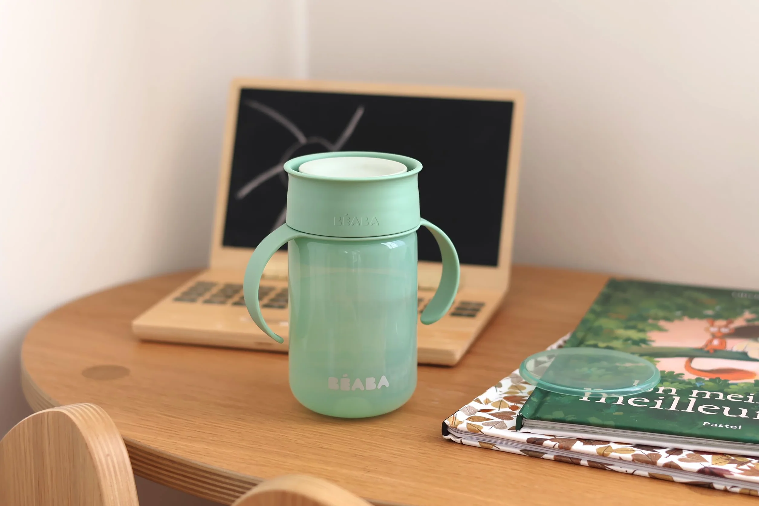 BÉABA Tasse d'Apprentissage 360° Anti-Goutte 340 ml Vert Sauge