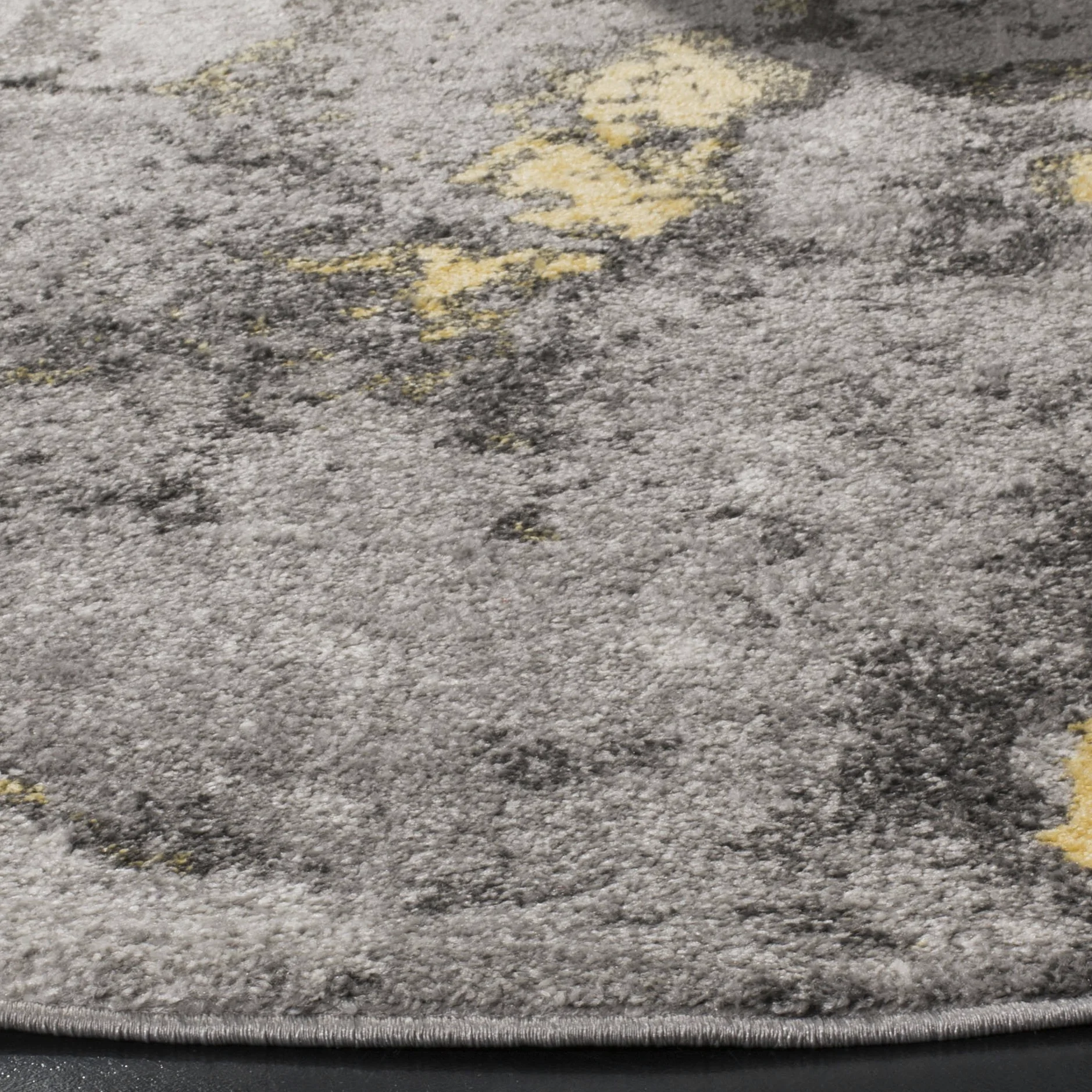 SAFAVIEH Tapis Abstrait pour Salon, Salle à Manger, Chambre à Coucher - Adirondack Collection, Tapis à Poil Court, Gris et Jaune, 120 X 120 cm