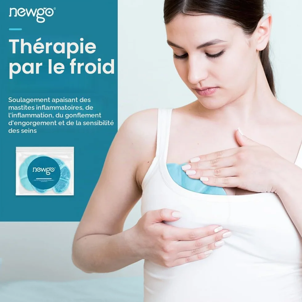 NEWGO Lot de 2 coussinets rafraîchissants 3 en 1 pour allaitement, compresses de refroidissement et chauffage