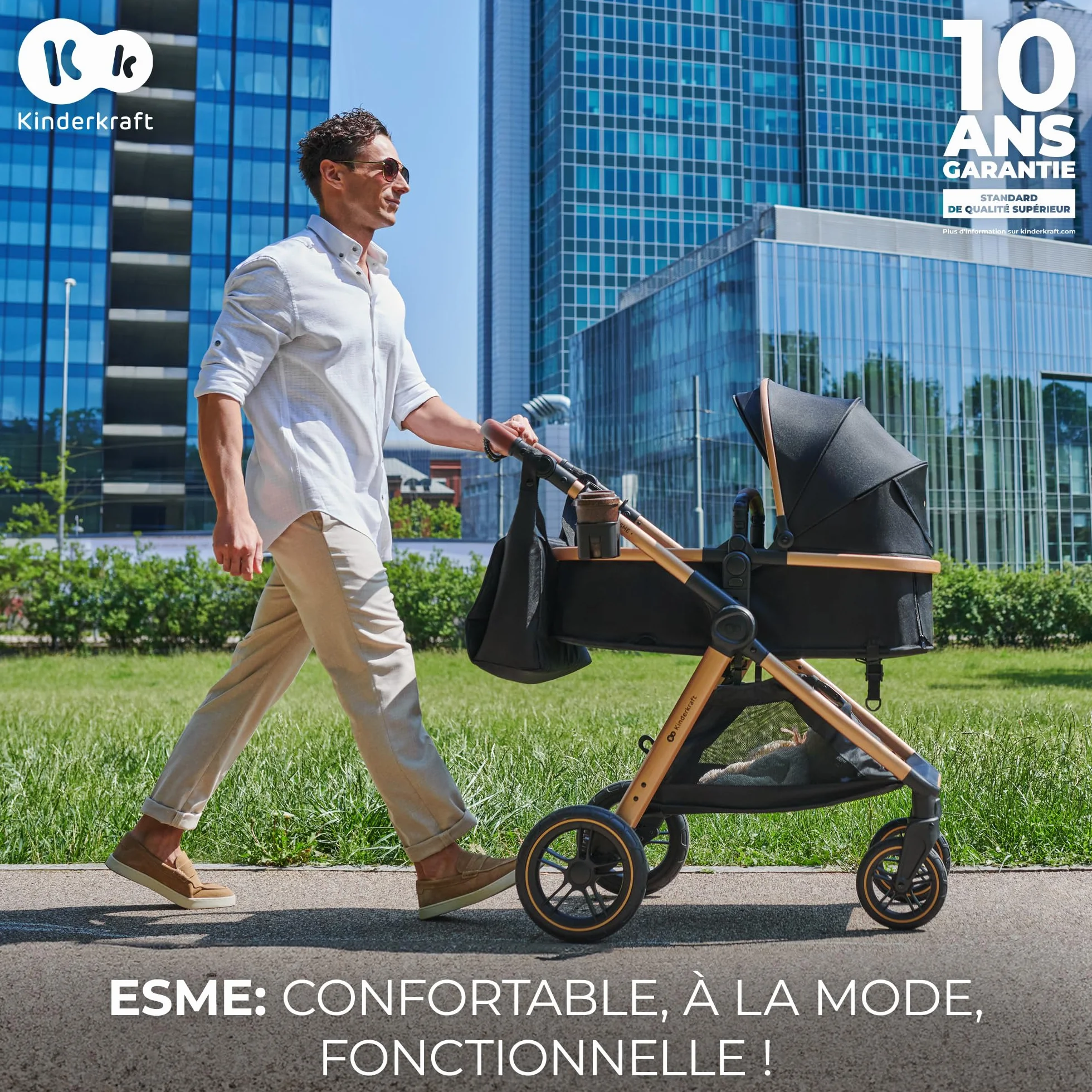 Kinderkraft ESME Poussette 3 en 1 avec porte-bébé Mink PRO I-Size, système de voyage, Noir