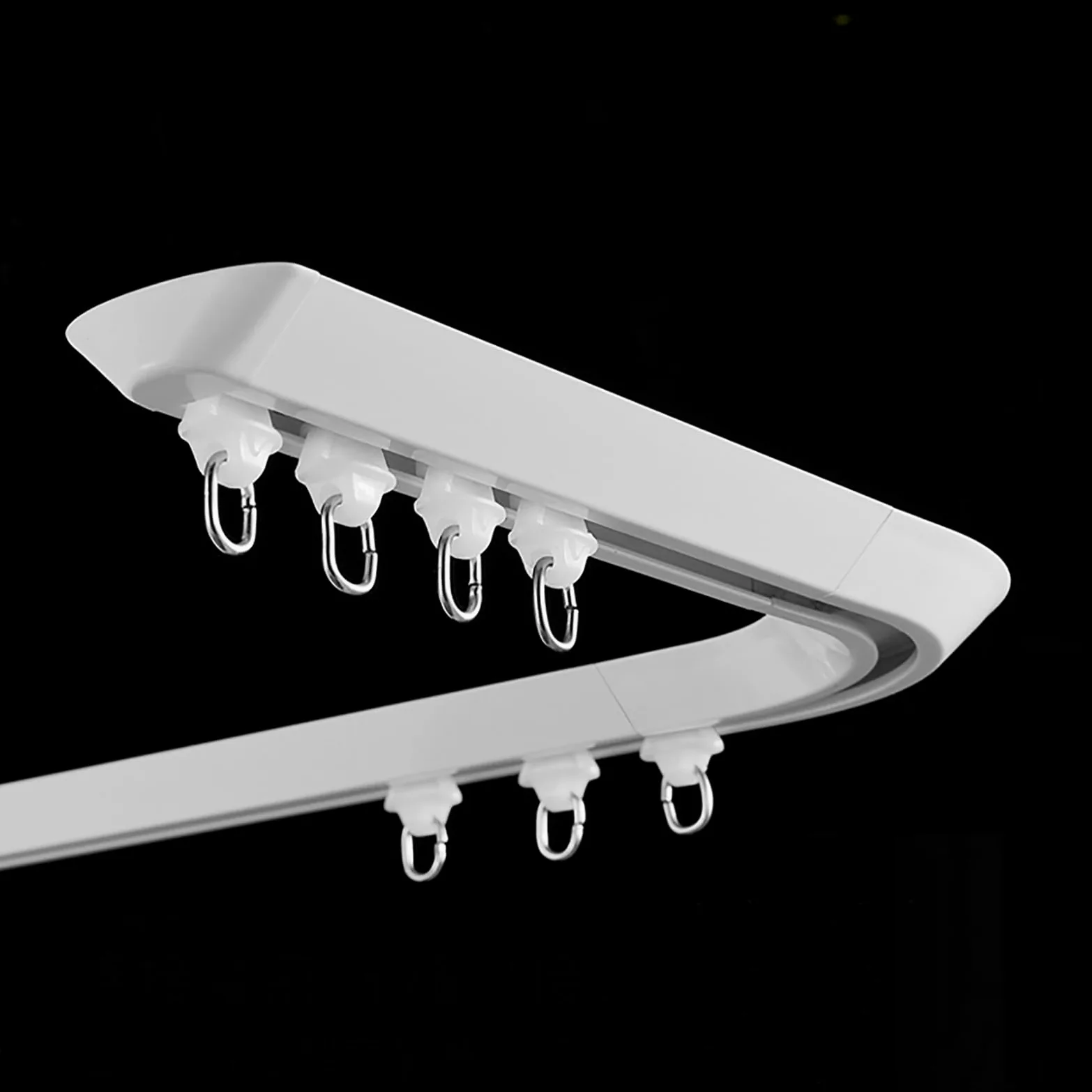Tringle à Rideaux Ultra-Mince pour Plafond, Connecteurs d'angle, Rail De Rideau pour Séparation De Pièces, Tringle à Rideaux en Aluminium en Forme De V, Livré avec(Size:2.2M,Color:Blanc)