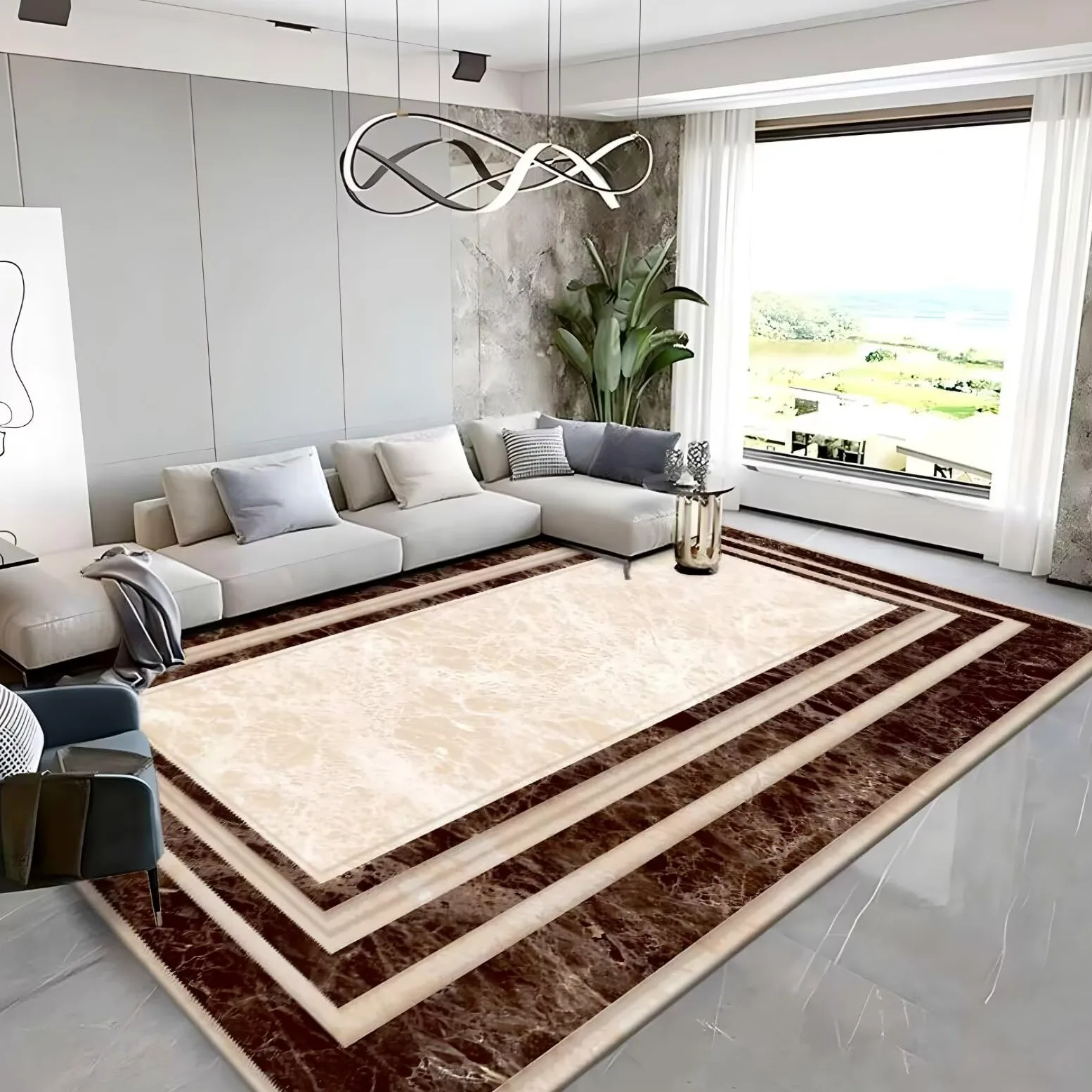 Tapis Fille Chambre Poil Court 80x160cm,Pallaisson Entree Interieur Couleur Beige,Géométrie Moderne pour Salon,Sol,Entree Interieur