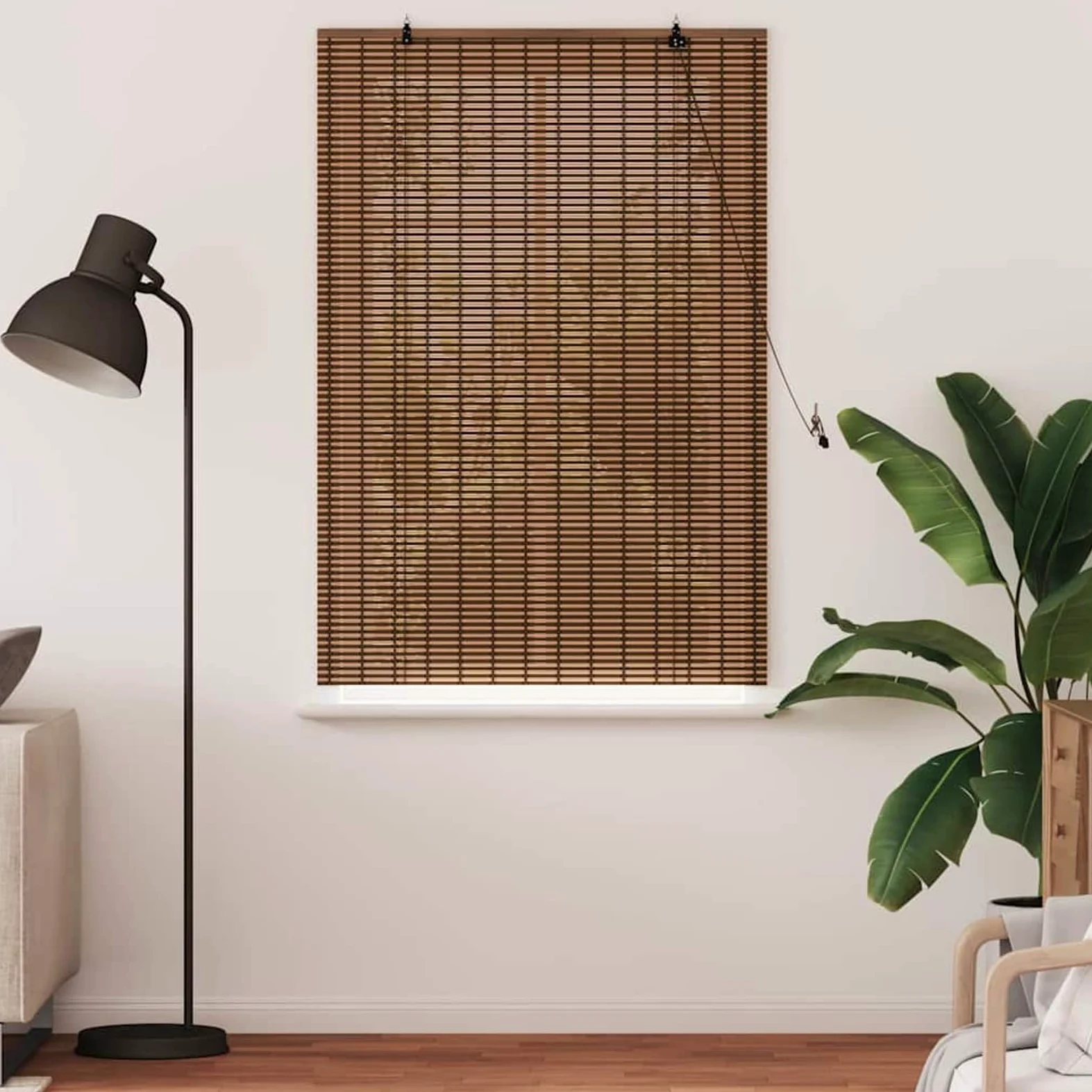 Gecheer Store plissé en bambou - 100 x 160 cm - Pare-vue - Protection solaire - Marron