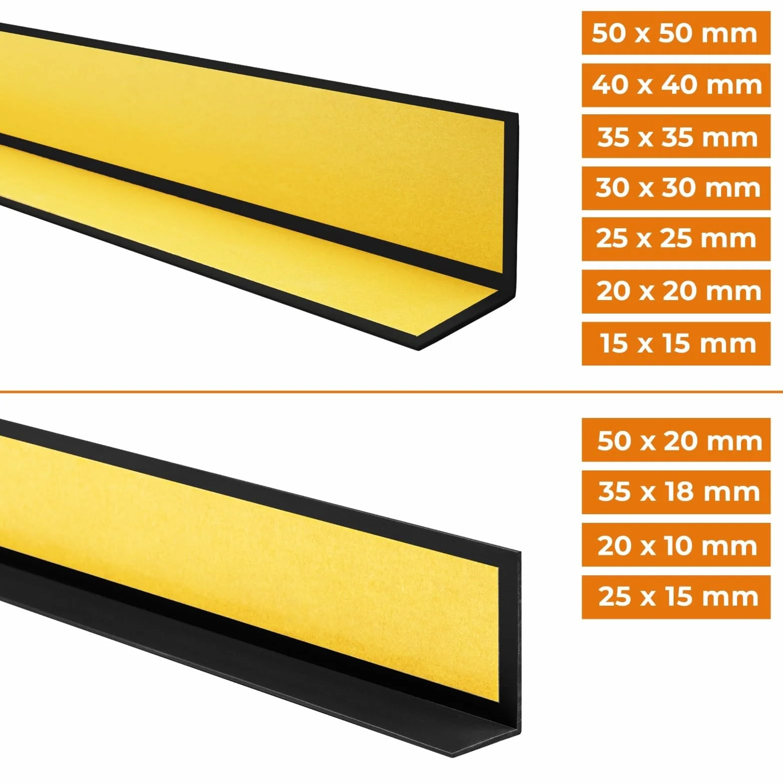 QUEST Cornière PVC Rigide Autoadhésive 40x40mm 200cm Noir Baguette d'Angle Protection Mur