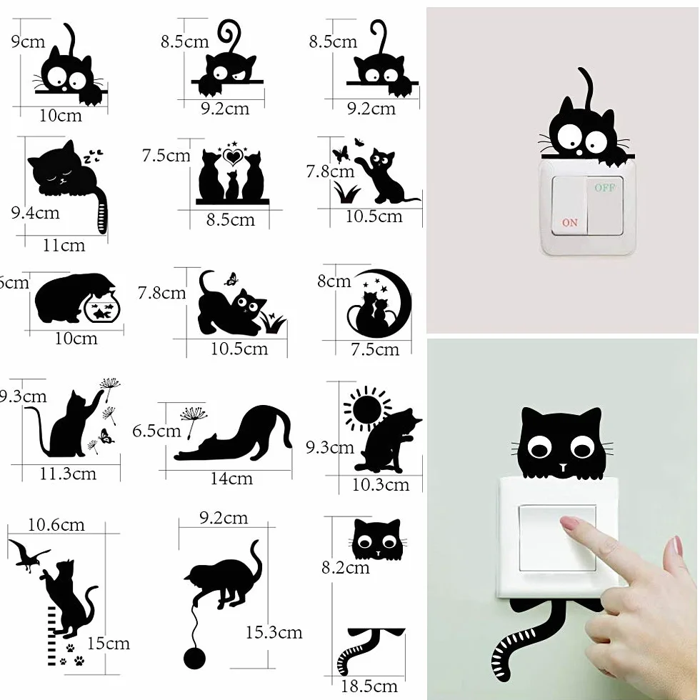 MEJOSER Interrupteurs Stickers Commutateur Autocollant Noir PVC Imperméable 20PCS