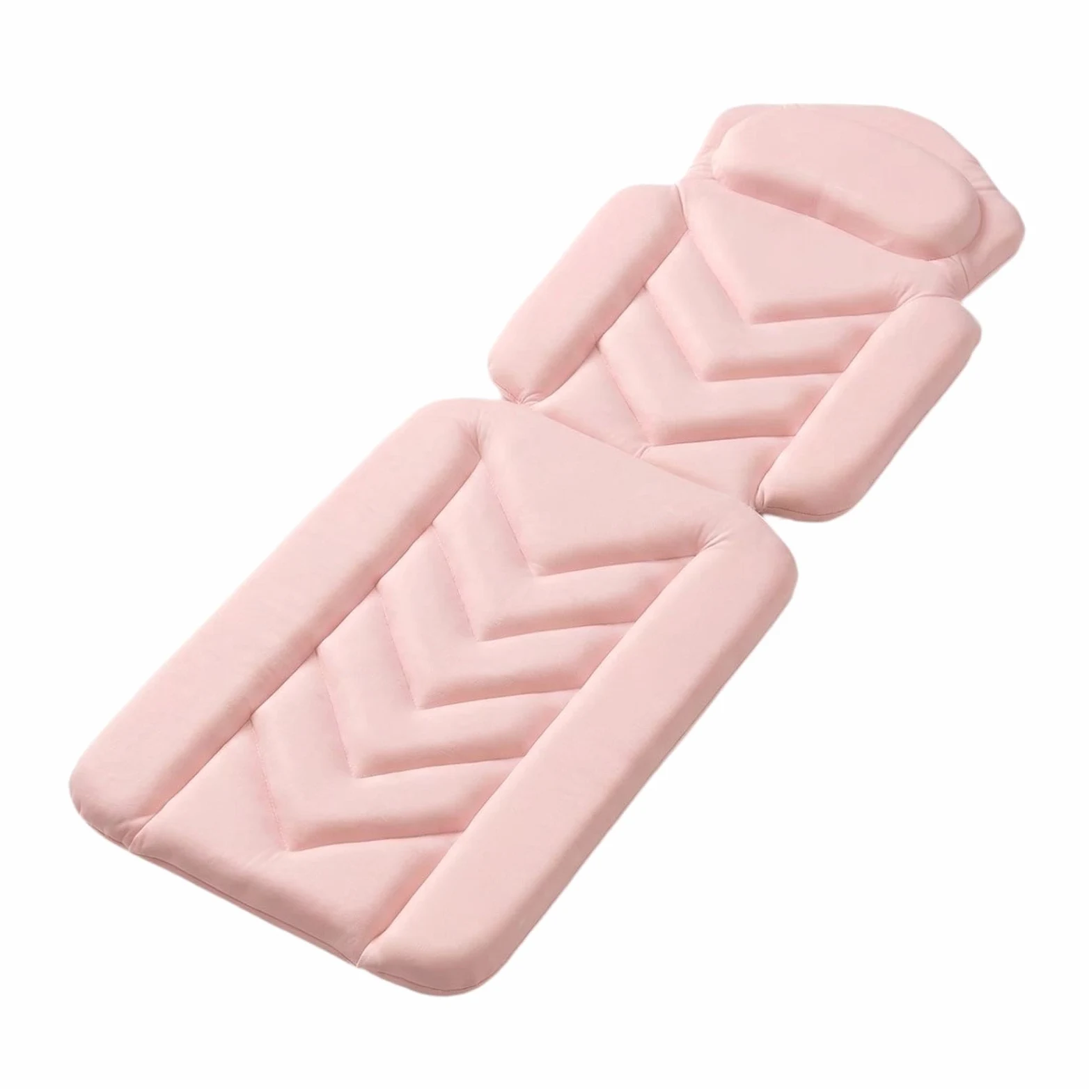 Tapis de Baignoire Antidérapant Adulte Coussin Intégré Respirante Polyester Ventouses Fixation Stable Lavable Confort Accessoires Baignoire, Rose