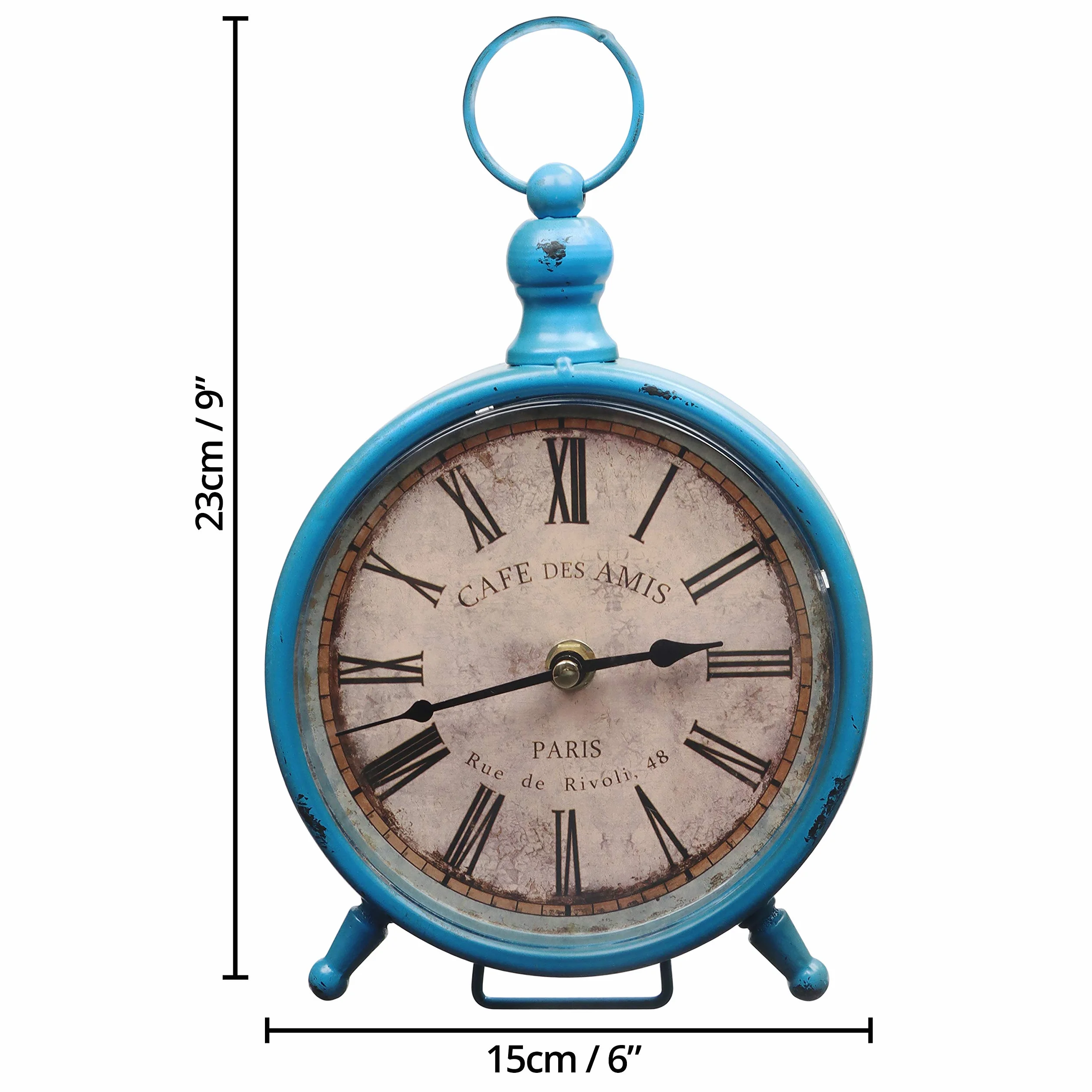 BELLE VOUS Horloge Vintage de Bureau Silencieuse 23 x 15 cm 24H Analogique à Piles