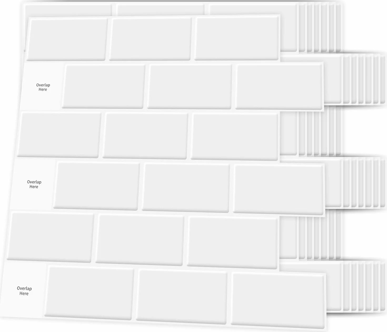 Autocollants pour carrelage mural Art3d Blanc Motif métro Lot de 10